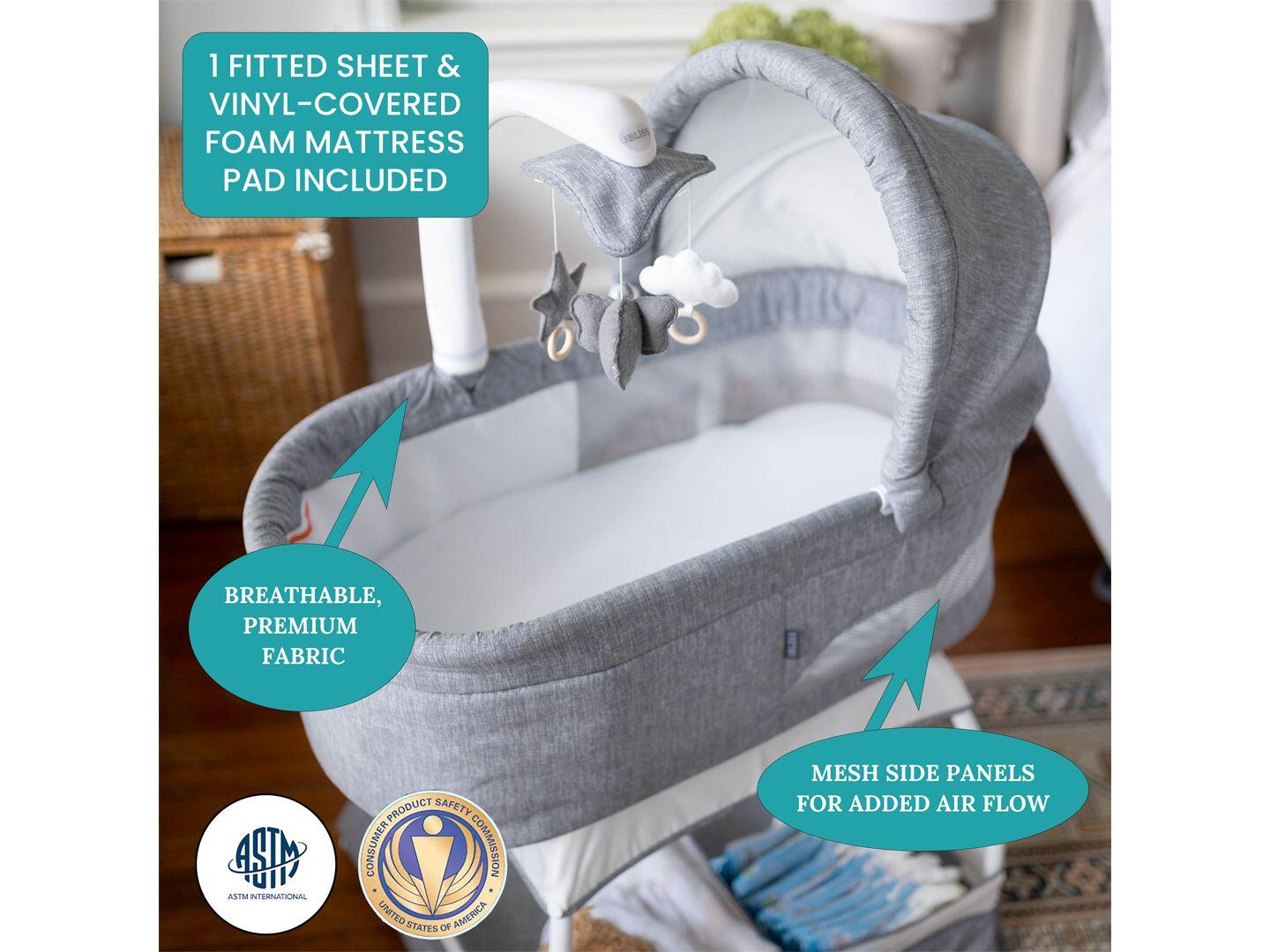 TruBliss Baby Sweetli Nurture Bassinet, Gray Melange, large