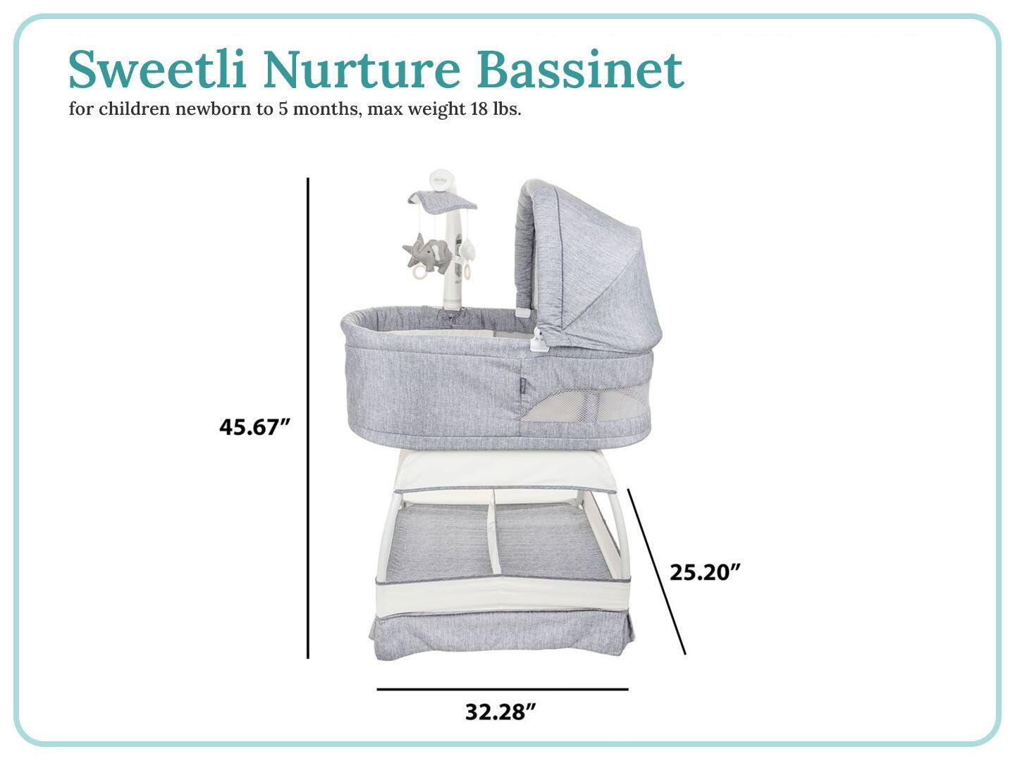 TruBliss Baby Sweetli Nurture Bassinet, Gray Melange, large