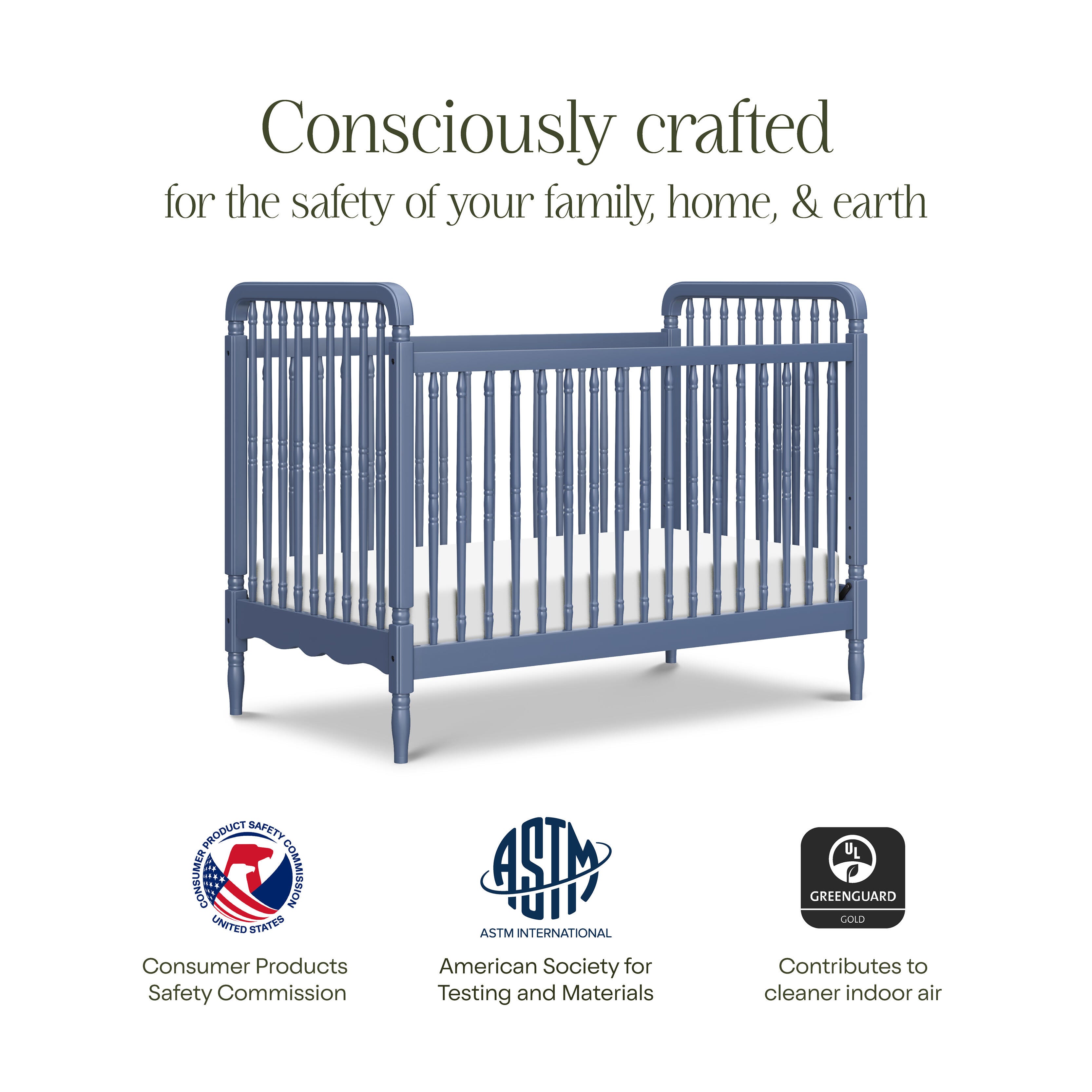Namesake Liberty 3-in-1 Convertible Crib, Cove Blue, large