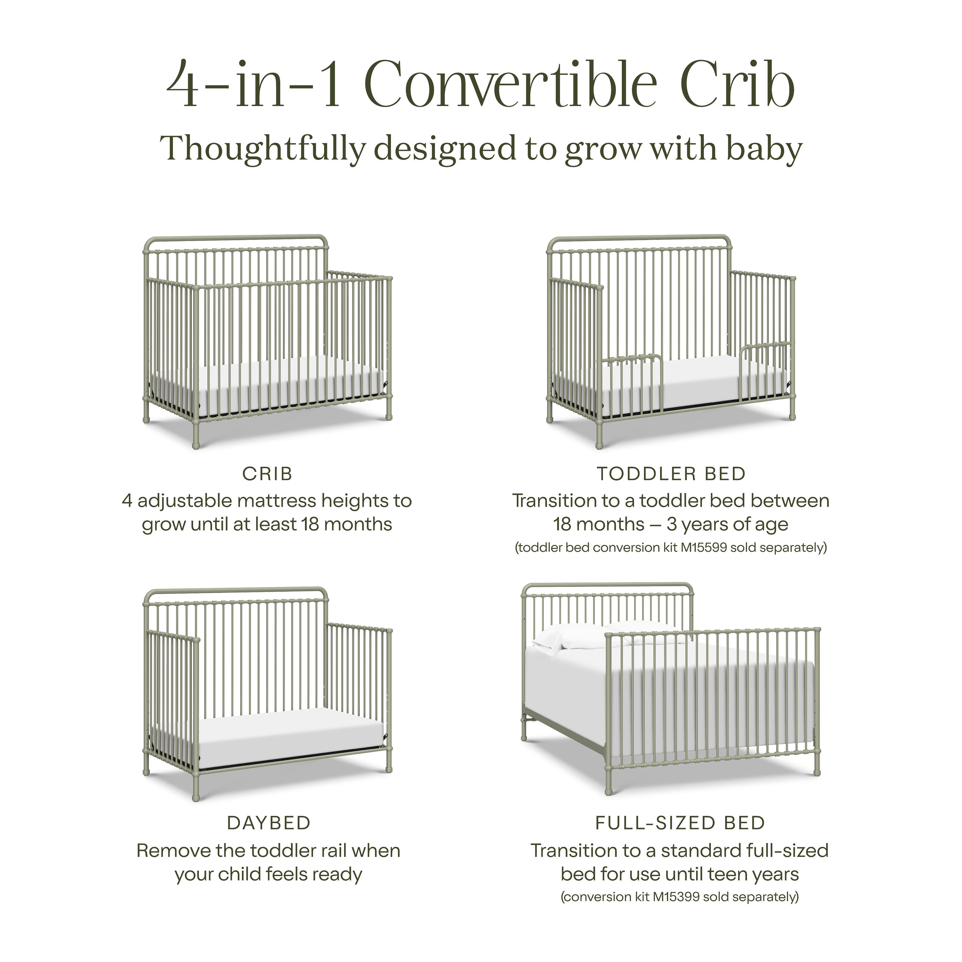 Namesake Winston 4-in-1 Convertible Crib, Heirloom Sage, large
