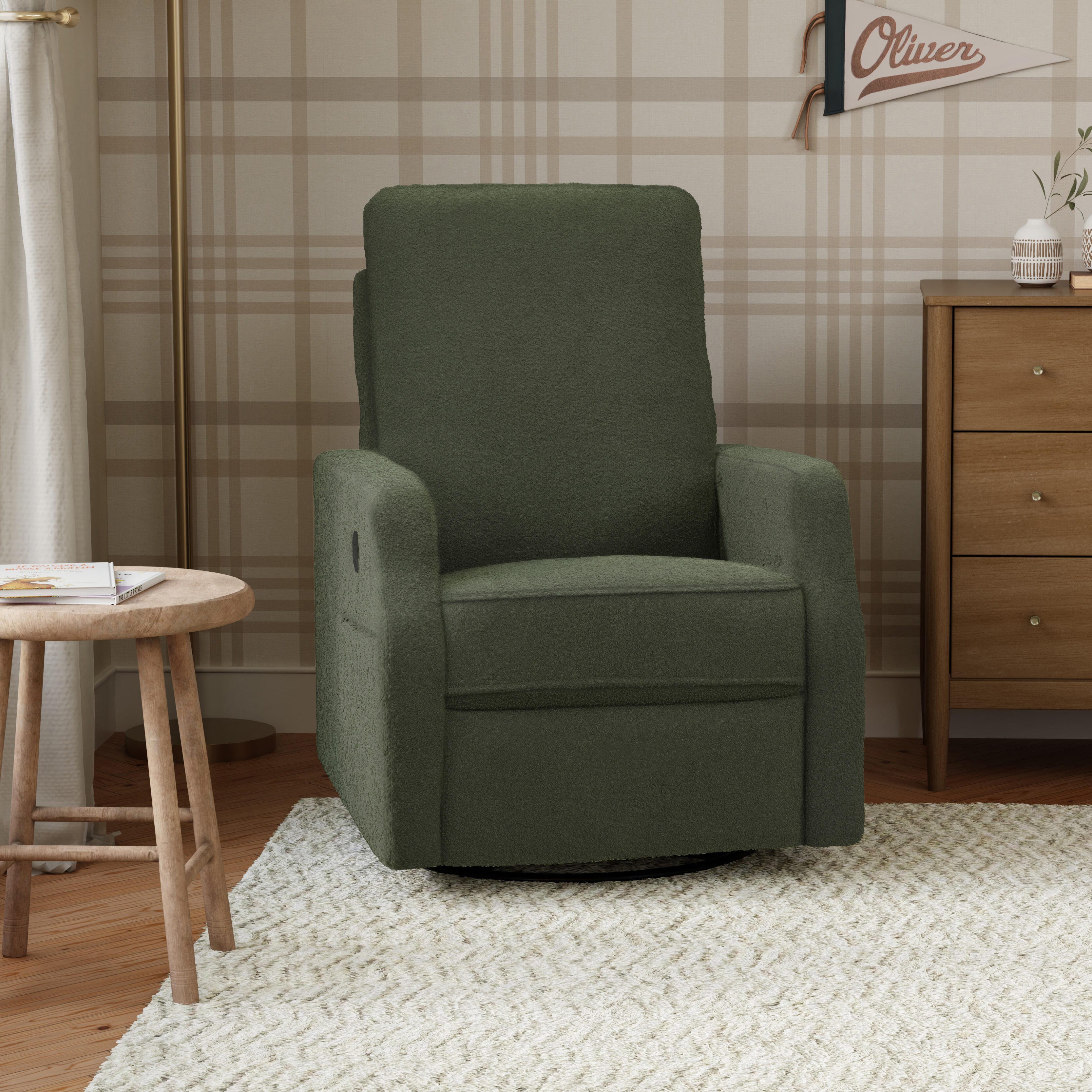 daVinci Lucas Manual Swivel Recliner, Green, large