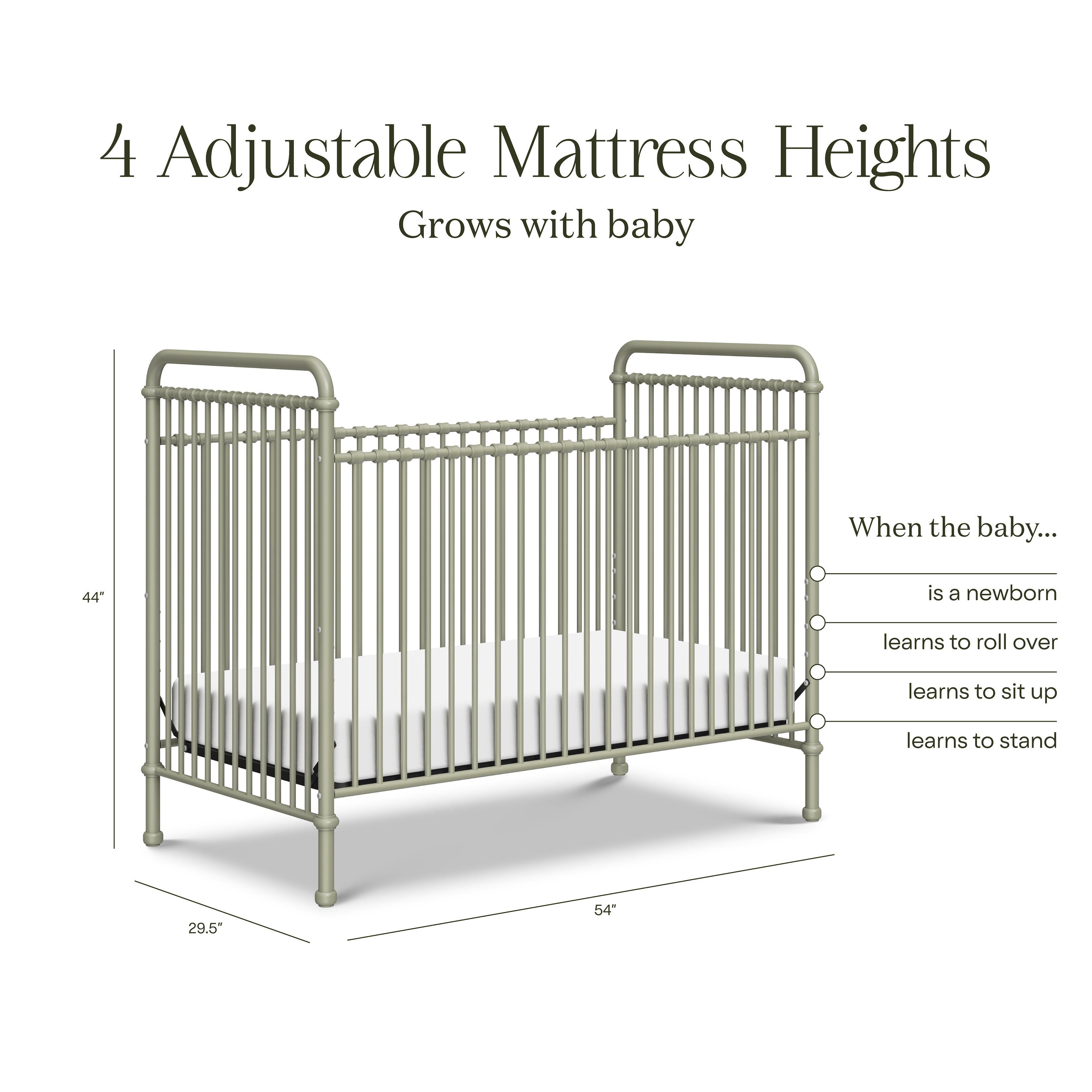 Namesake Abigail 3-in-1 Convertible Crib, Heirloom Sage, large