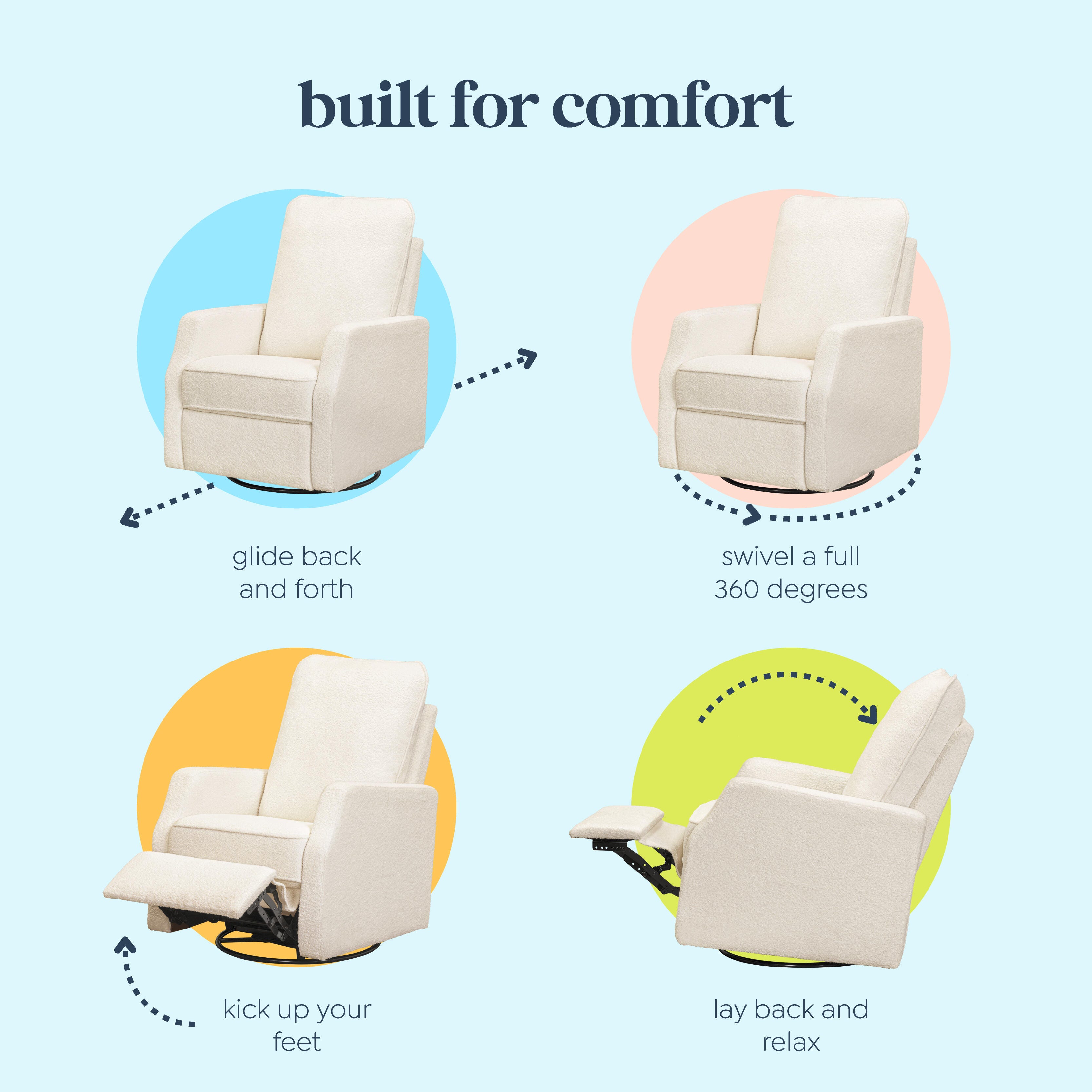 daVinci Lucas Manual Swivel Recliner, Cream, large
