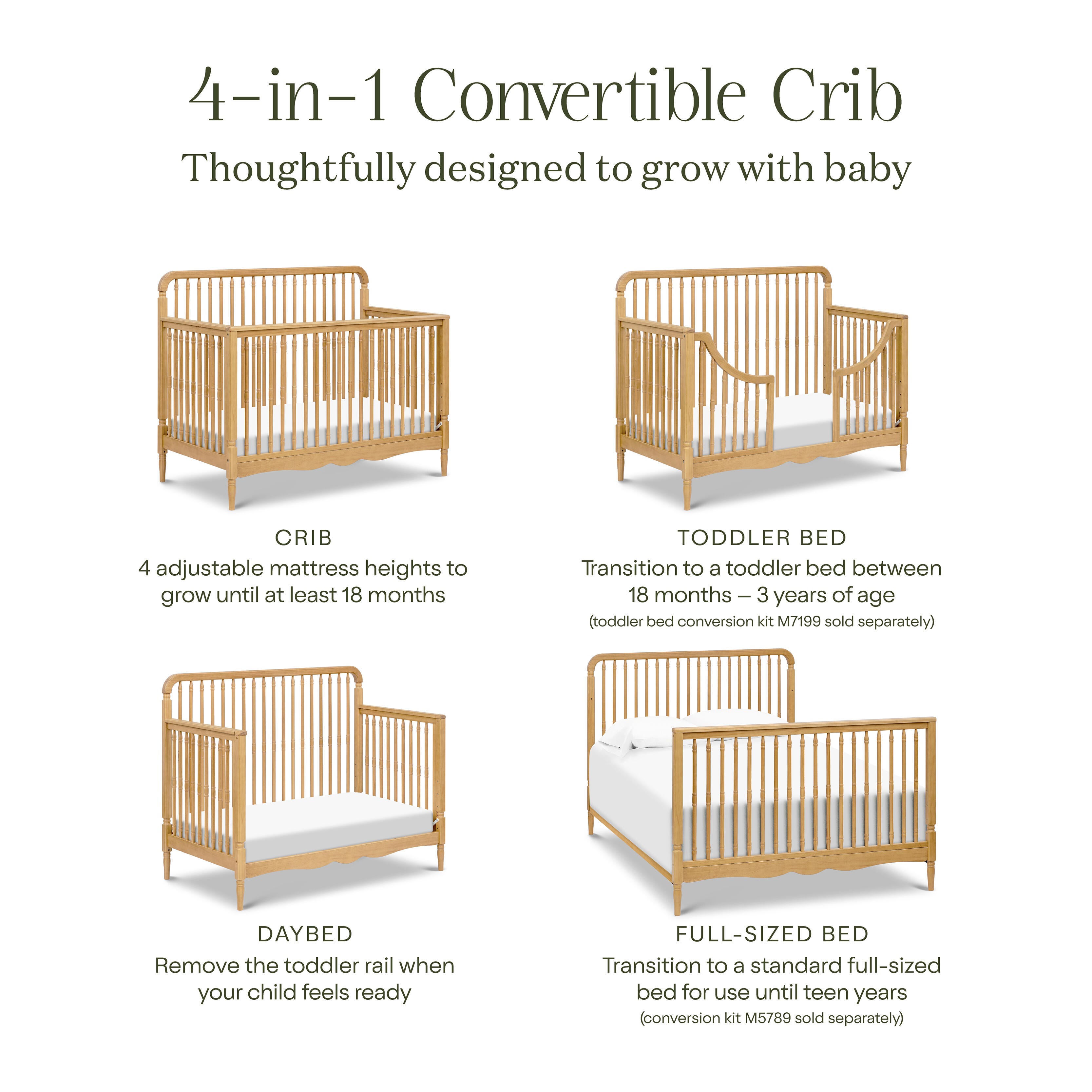 Namesake Liberty 4-in-1 Convertible Crib, Honey, large