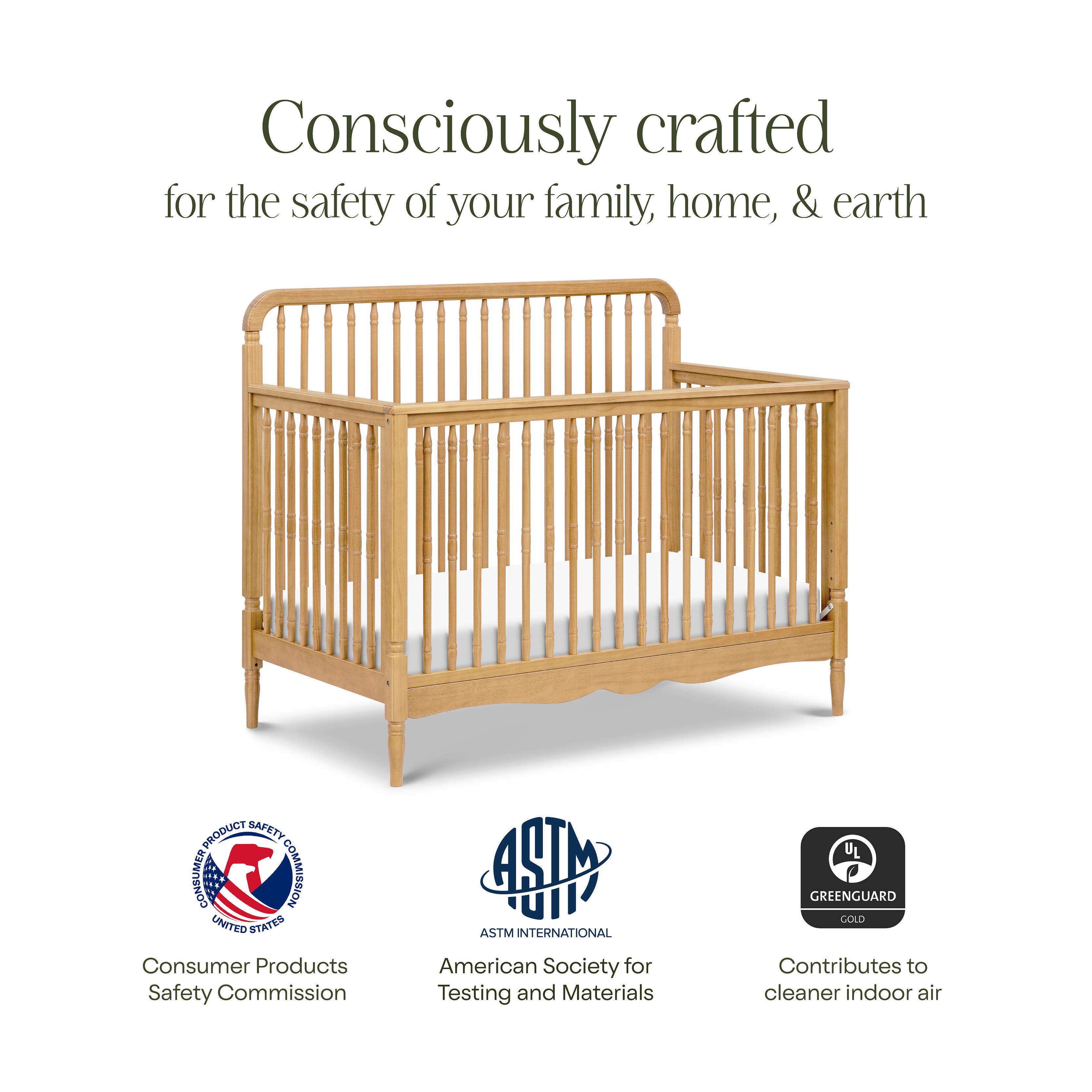 Namesake Liberty 4-in-1 Convertible Crib, Honey, large