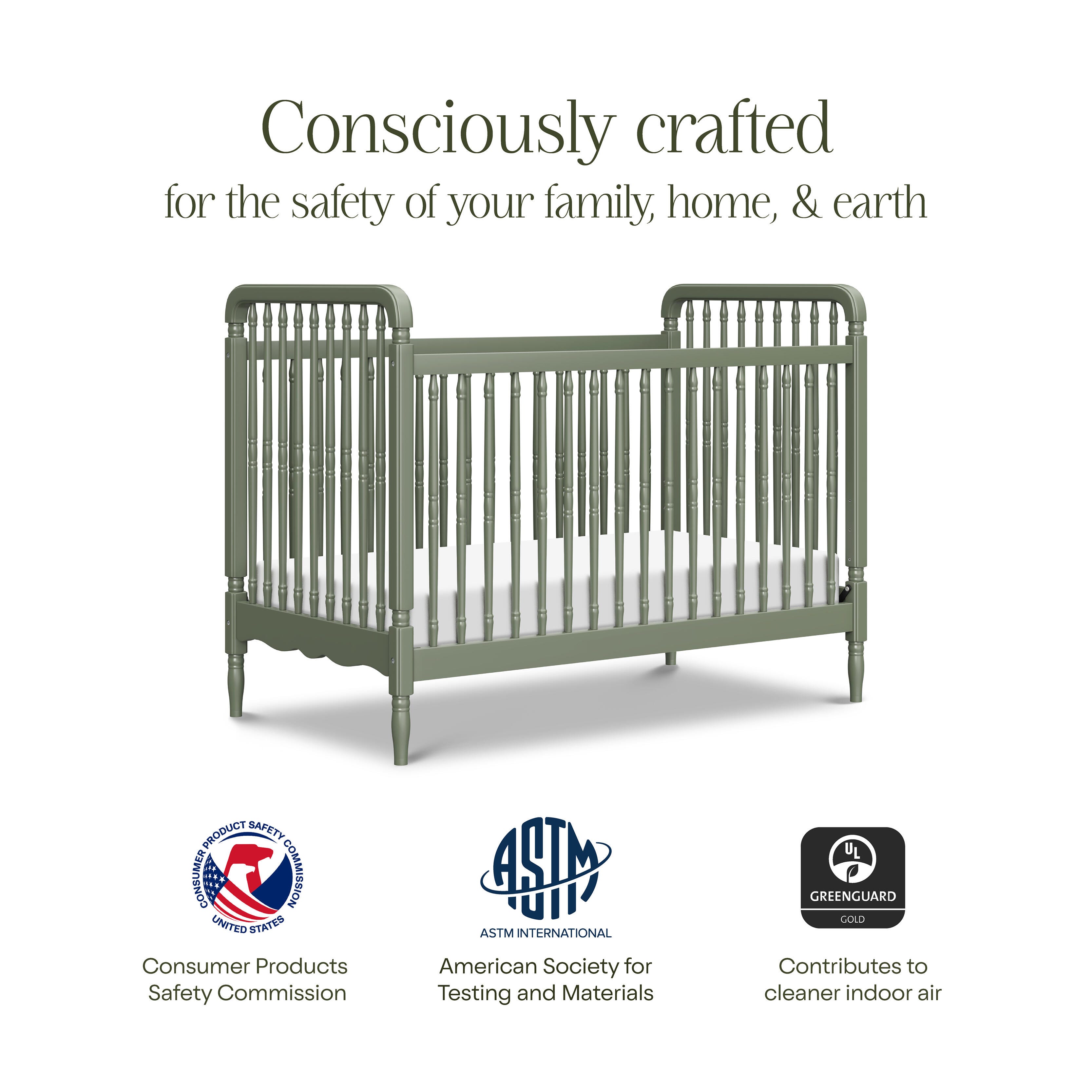 Namesake Liberty 3-in-1 Convertible Crib, Juniper, large