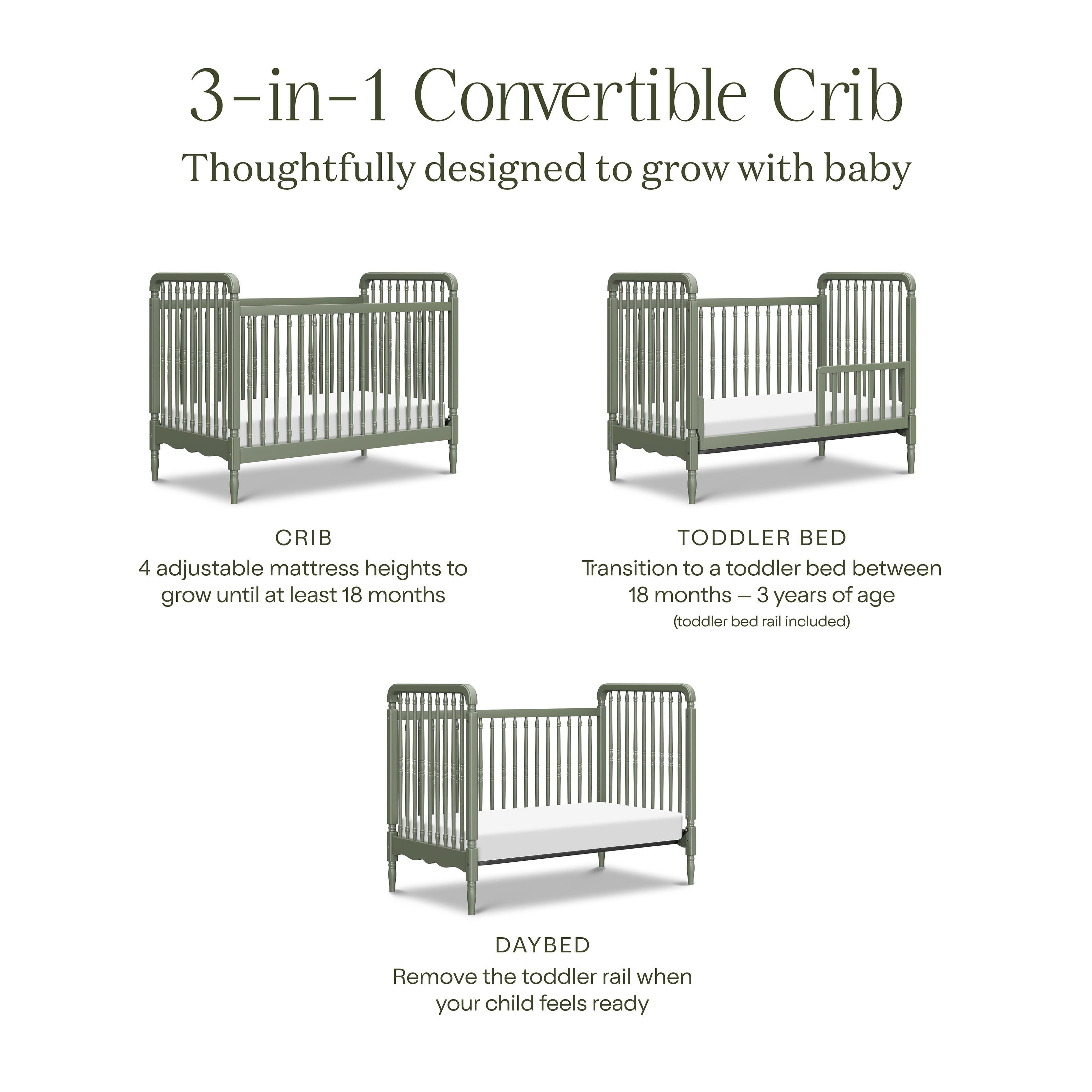 Namesake Liberty 3-in-1 Convertible Crib, Juniper, large