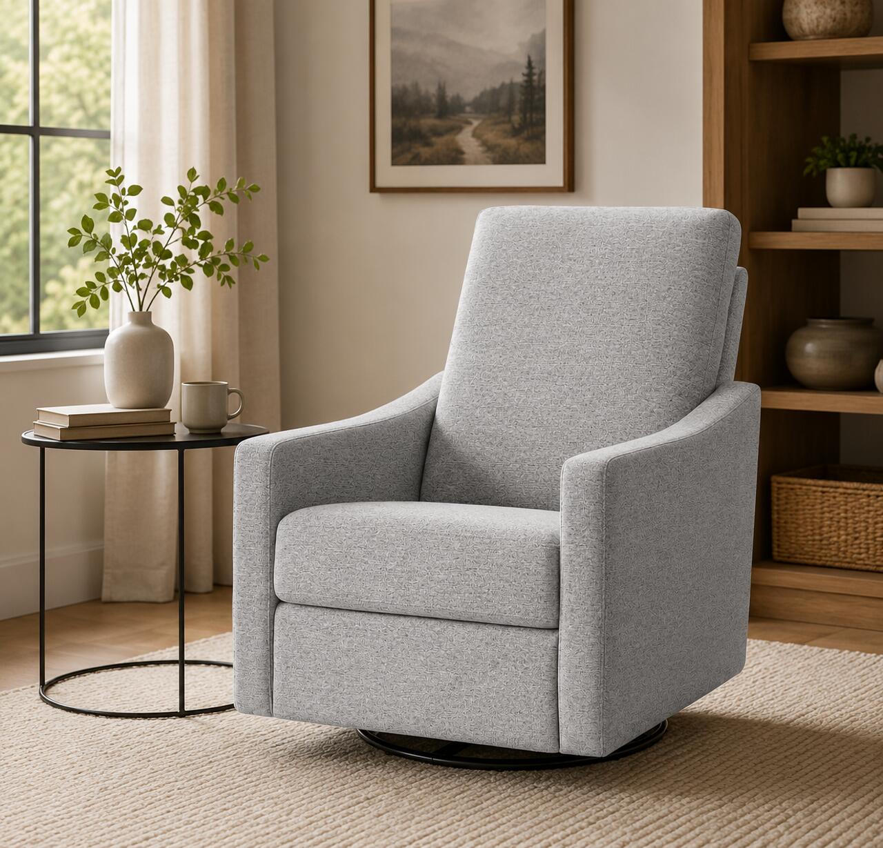 daVinci Jonah Manual Swivel Recliner, Frost Gray, rollover