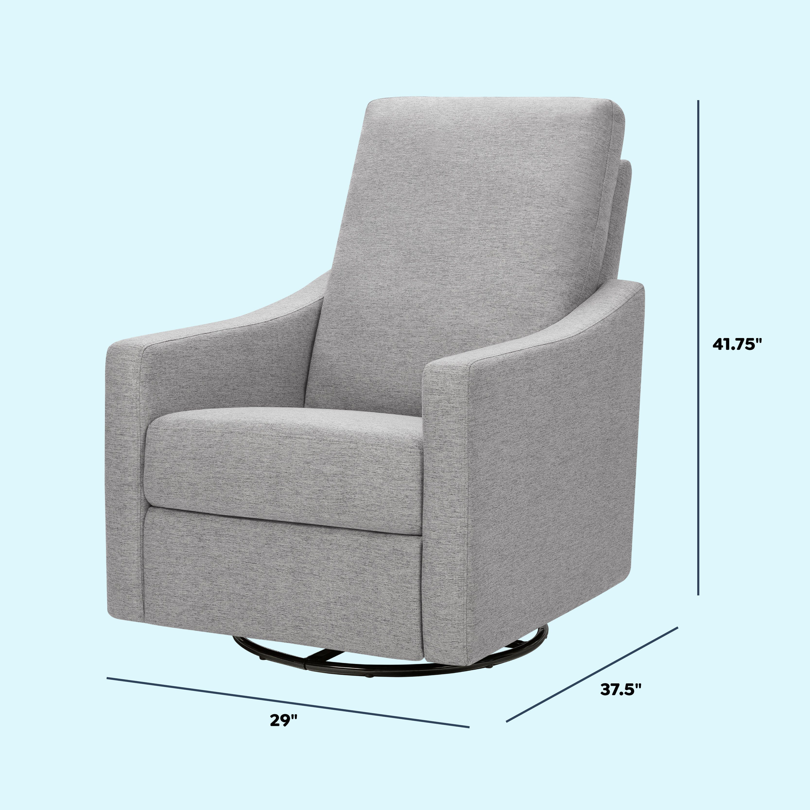 daVinci Jonah Manual Swivel Recliner, Frost Gray, large