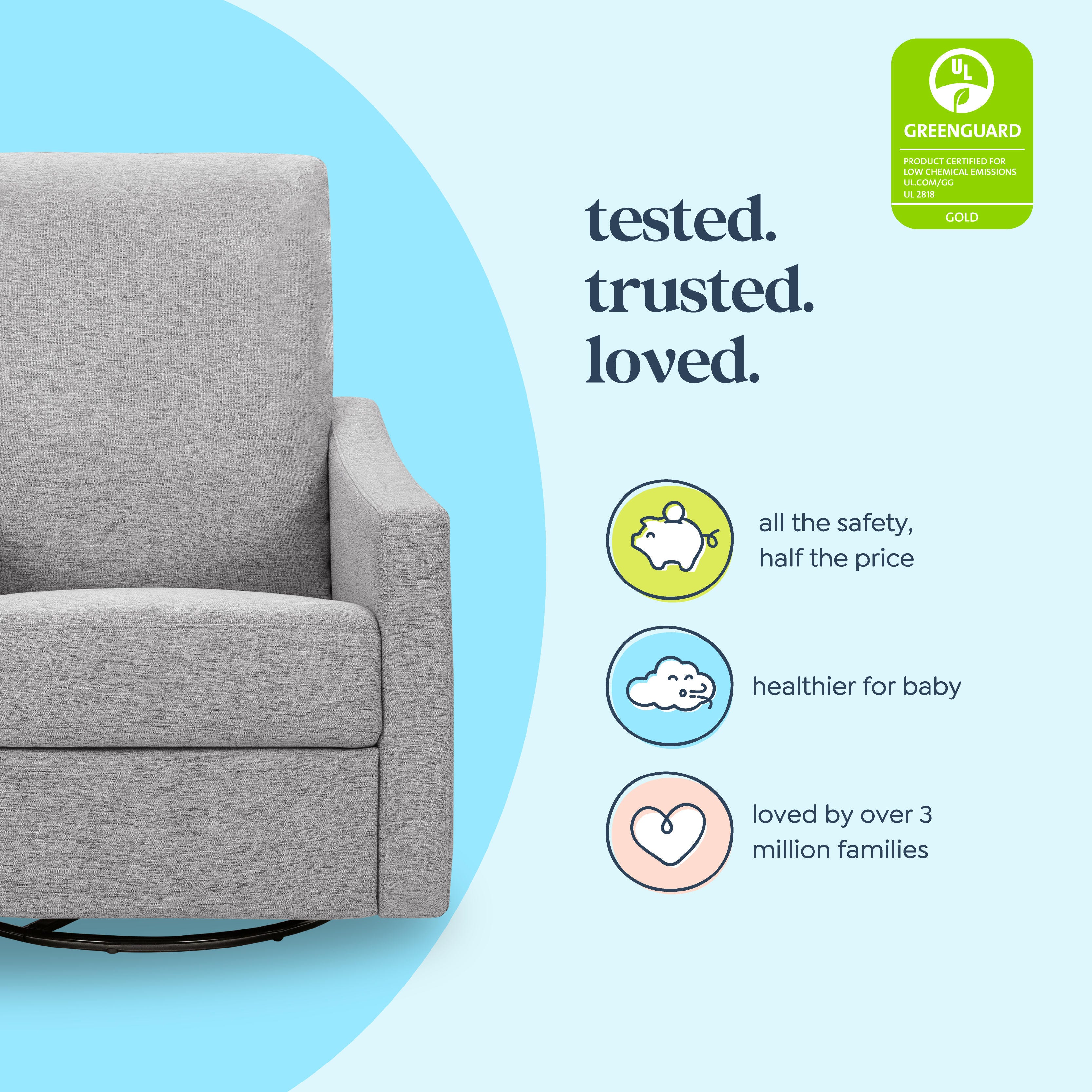 daVinci Jonah Manual Swivel Recliner, Frost Gray, large