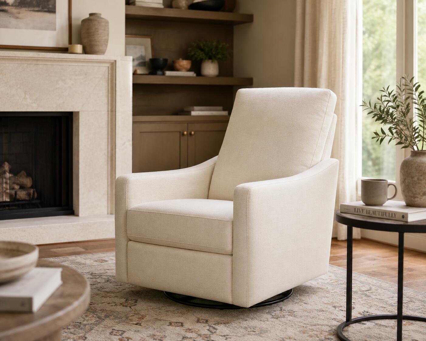 daVinci Jonah Manual Swivel Recliner, Vanilla, rollover