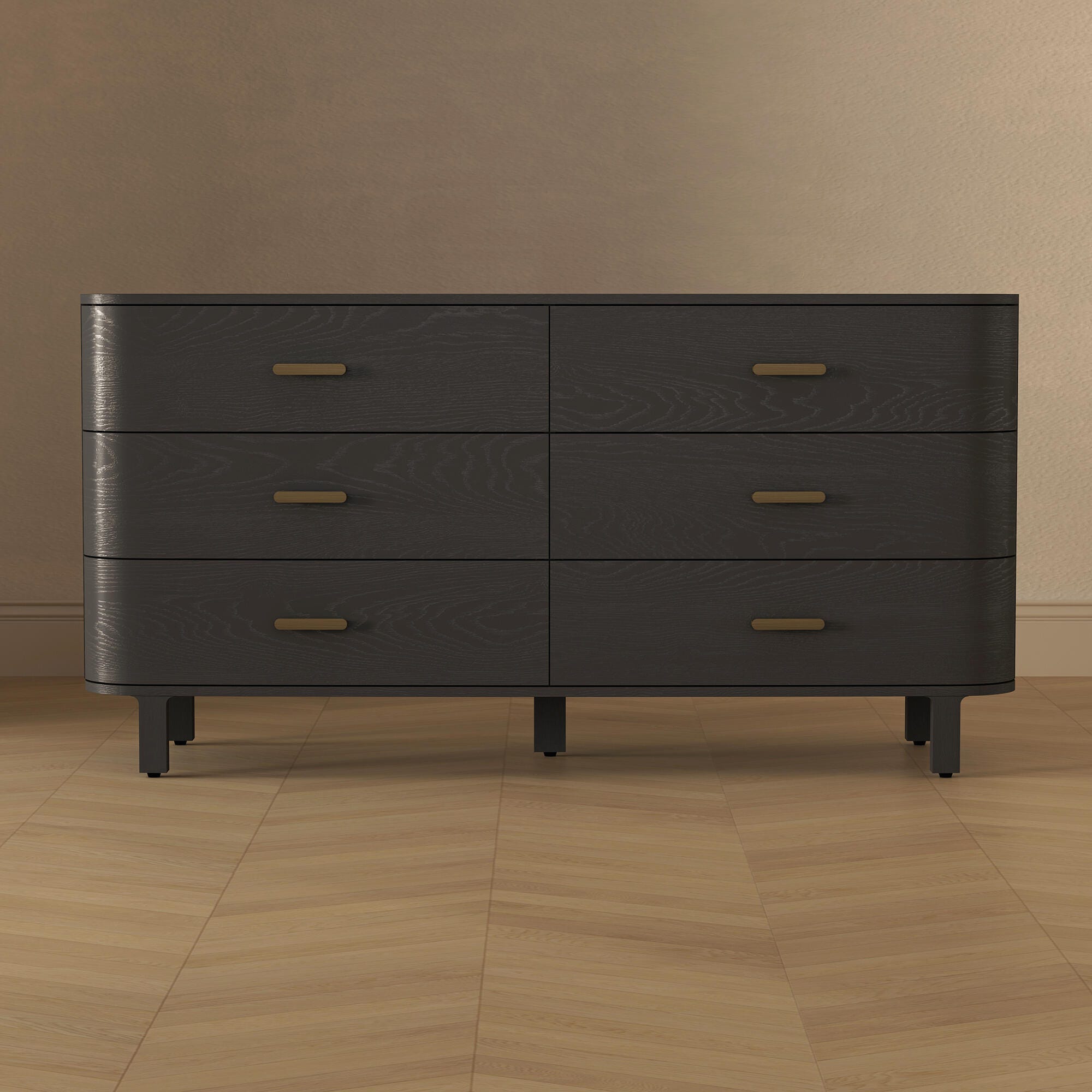Manhattan Comfort Solara 6 Drawer Dresser, Black, large
