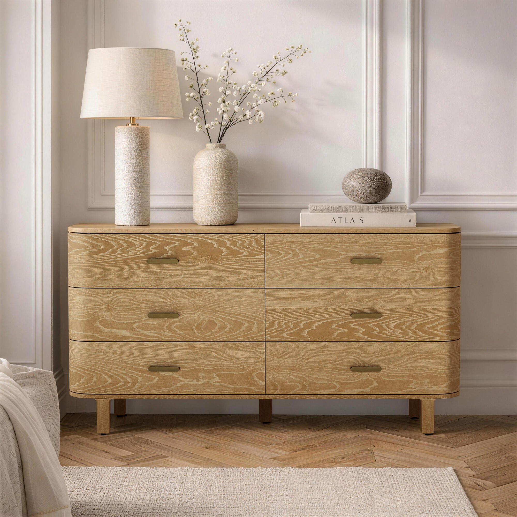 Manhattan Comfort Solara 6 Drawer Dresser, Natural Oak, rollover