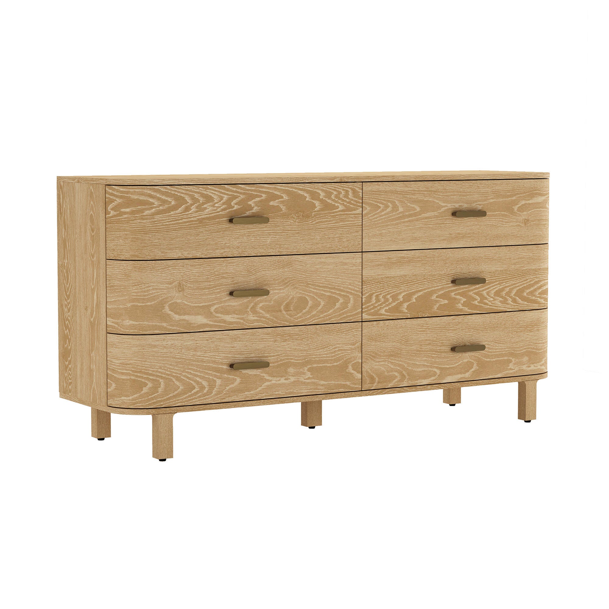Manhattan Comfort Solara 6 Drawer Dresser, Natural Oak, large