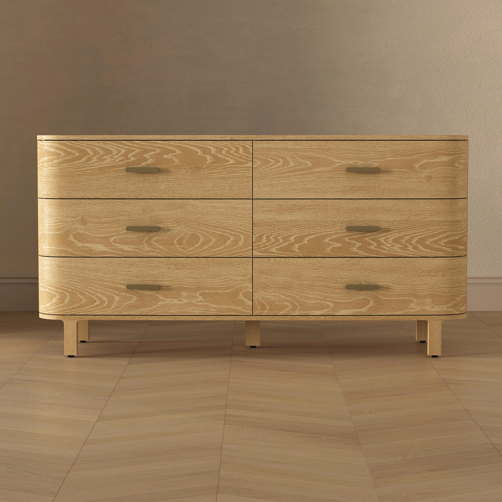 Manhattan Comfort Solara 6 Drawer Dresser, Natural Oak, large