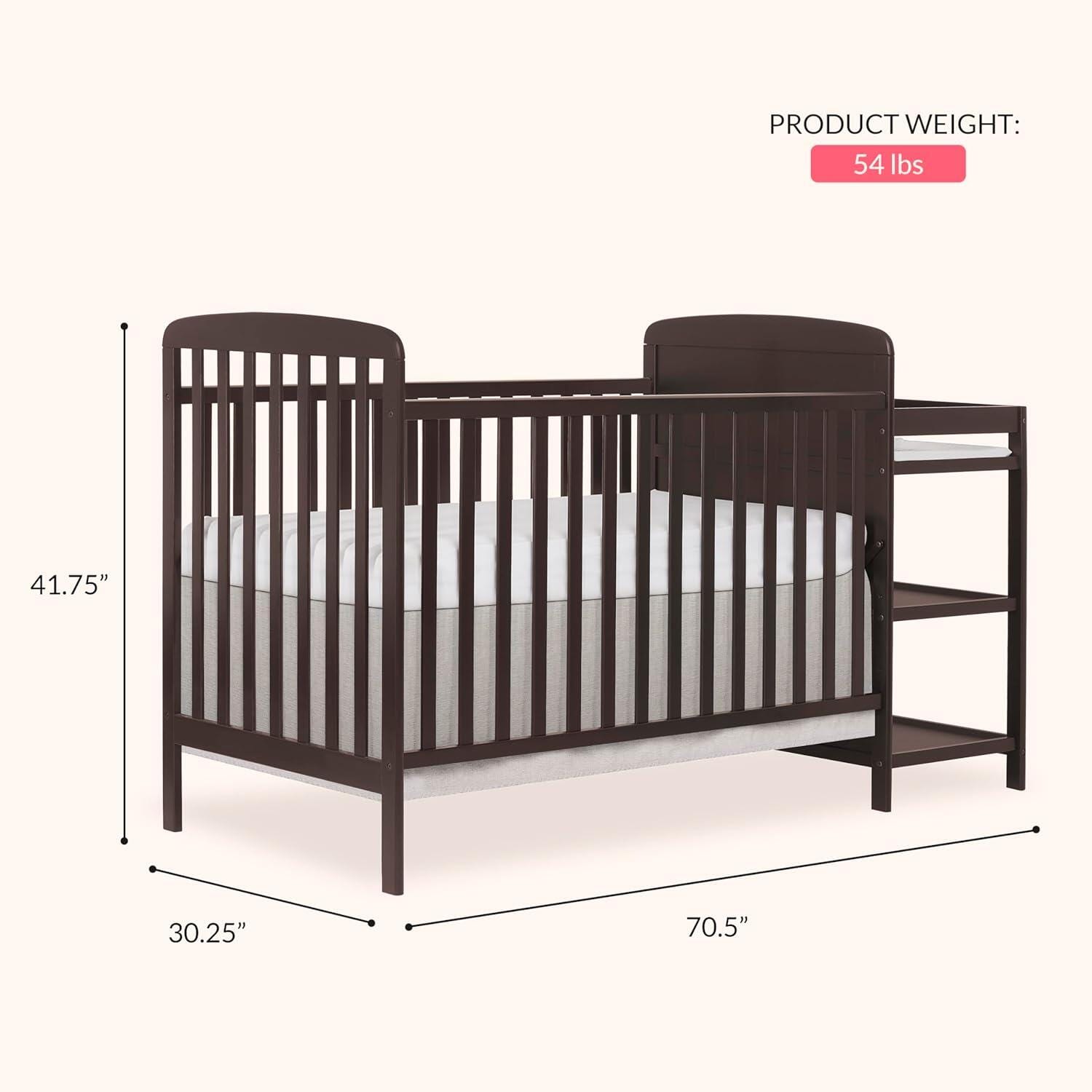 Dream On Me Anna 4-in-1 Convertible Crib and Changer, Chocolate Chip, large