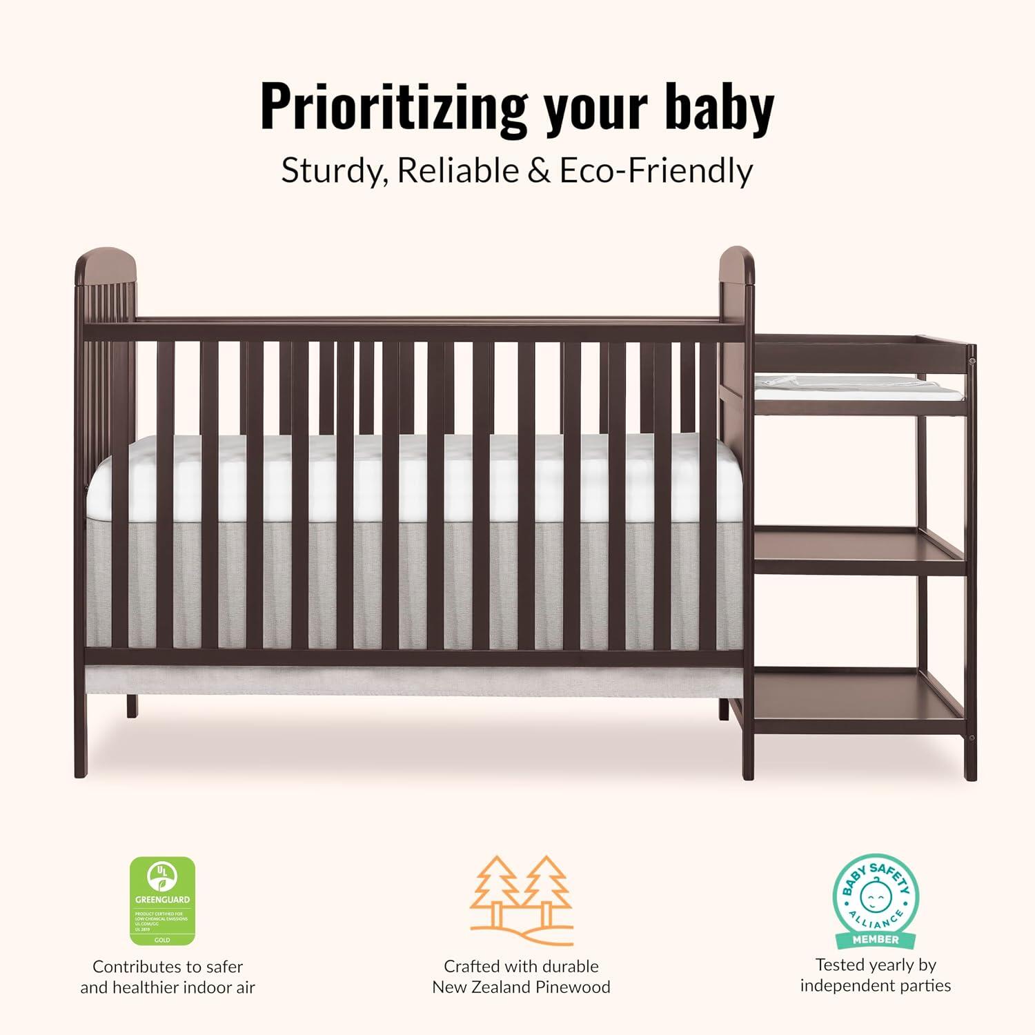 Dream On Me Anna 4-in-1 Convertible Crib and Changer, Chocolate Chip, large