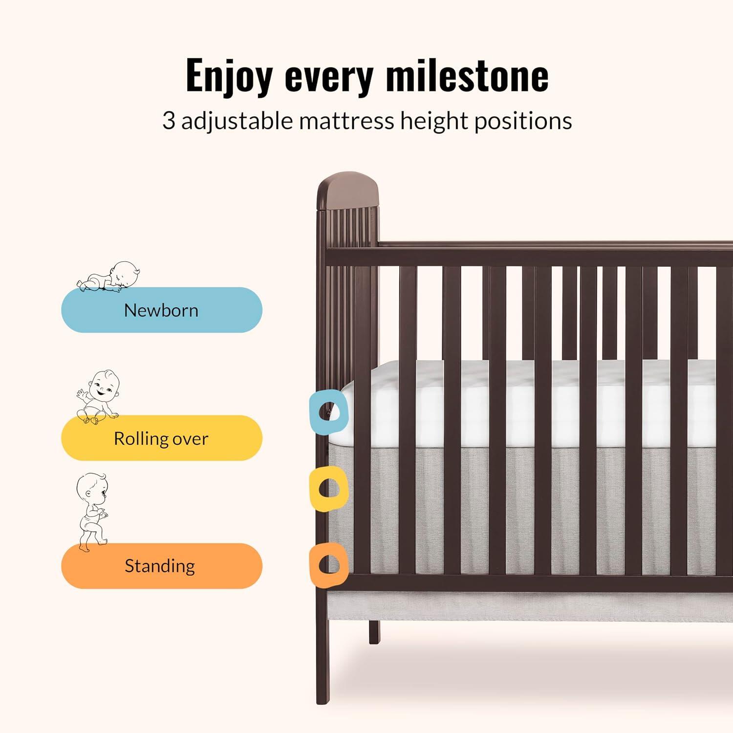 Dream On Me Anna 4-in-1 Convertible Crib and Changer, Chocolate Chip, large