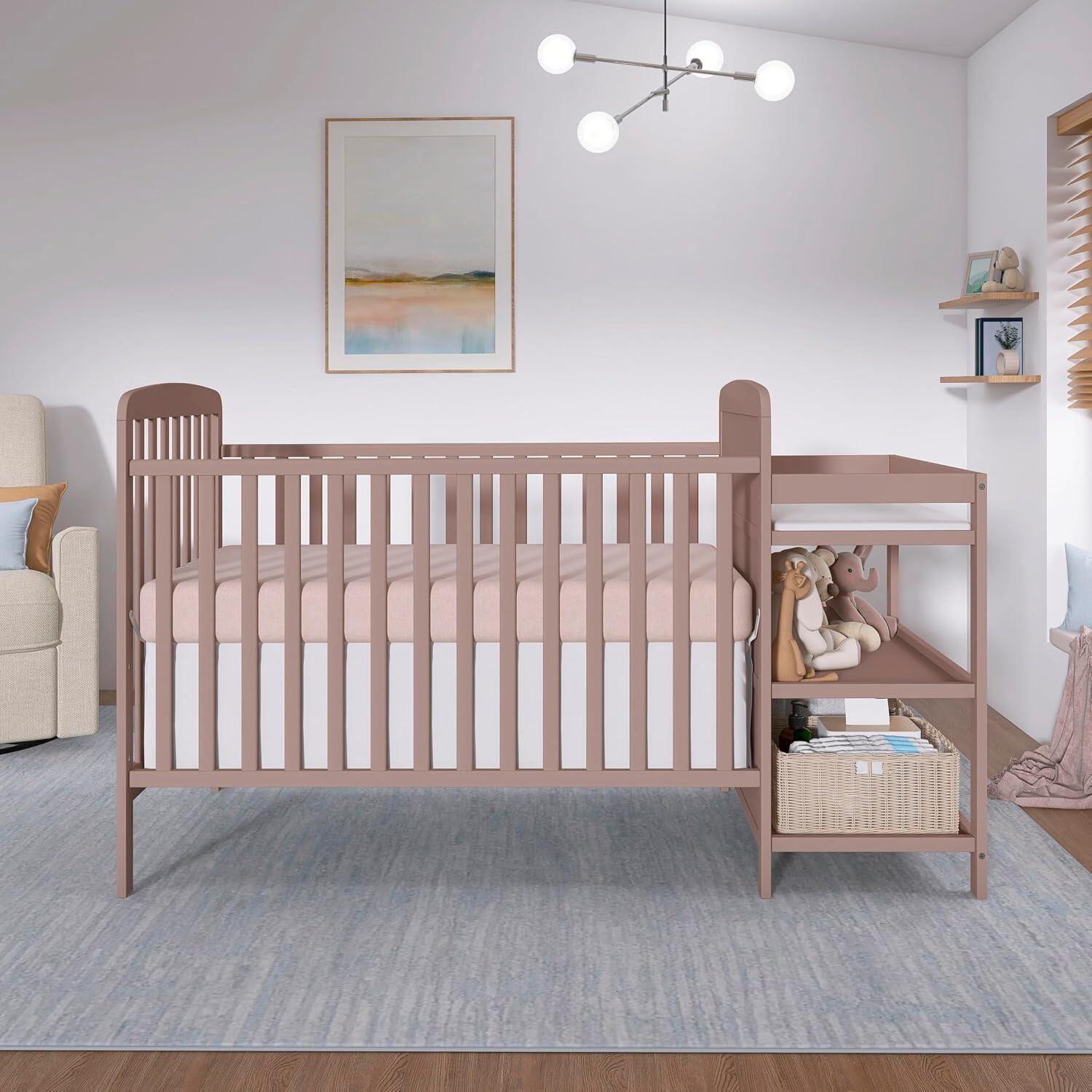 Dream On Me Anna 4-in-1 Convertible Crib and Changer, Brown Sugar