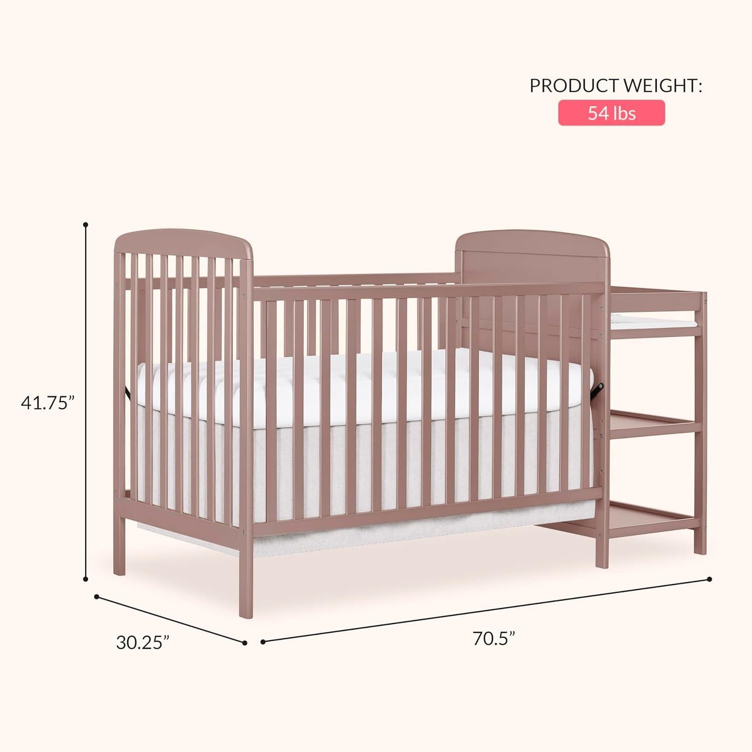 Dream On Me Anna 4-in-1 Convertible Crib and Changer, Brown Sugar, large
