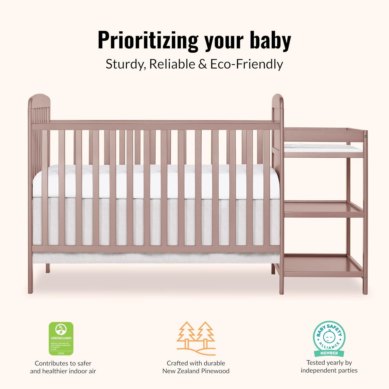 Dream On Me Anna 4-in-1 Convertible Crib and Changer, Brown Sugar, large