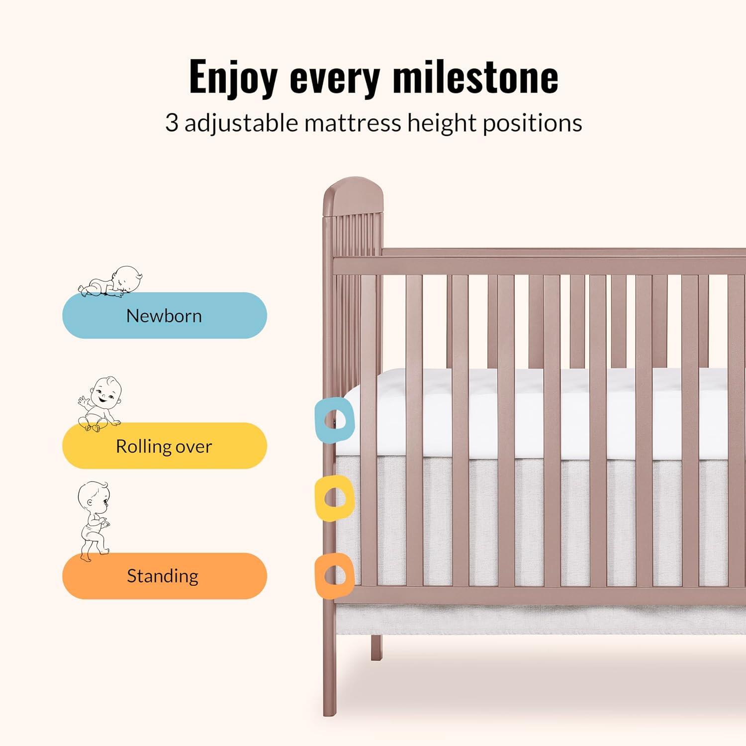 Dream On Me Anna 4-in-1 Convertible Crib and Changer, Brown Sugar, large