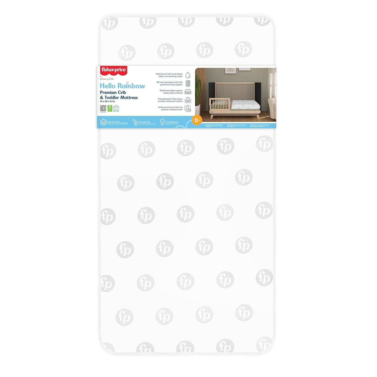 Fisher-Price Hello Rainbow Crib and Toddler Mattress, , large
