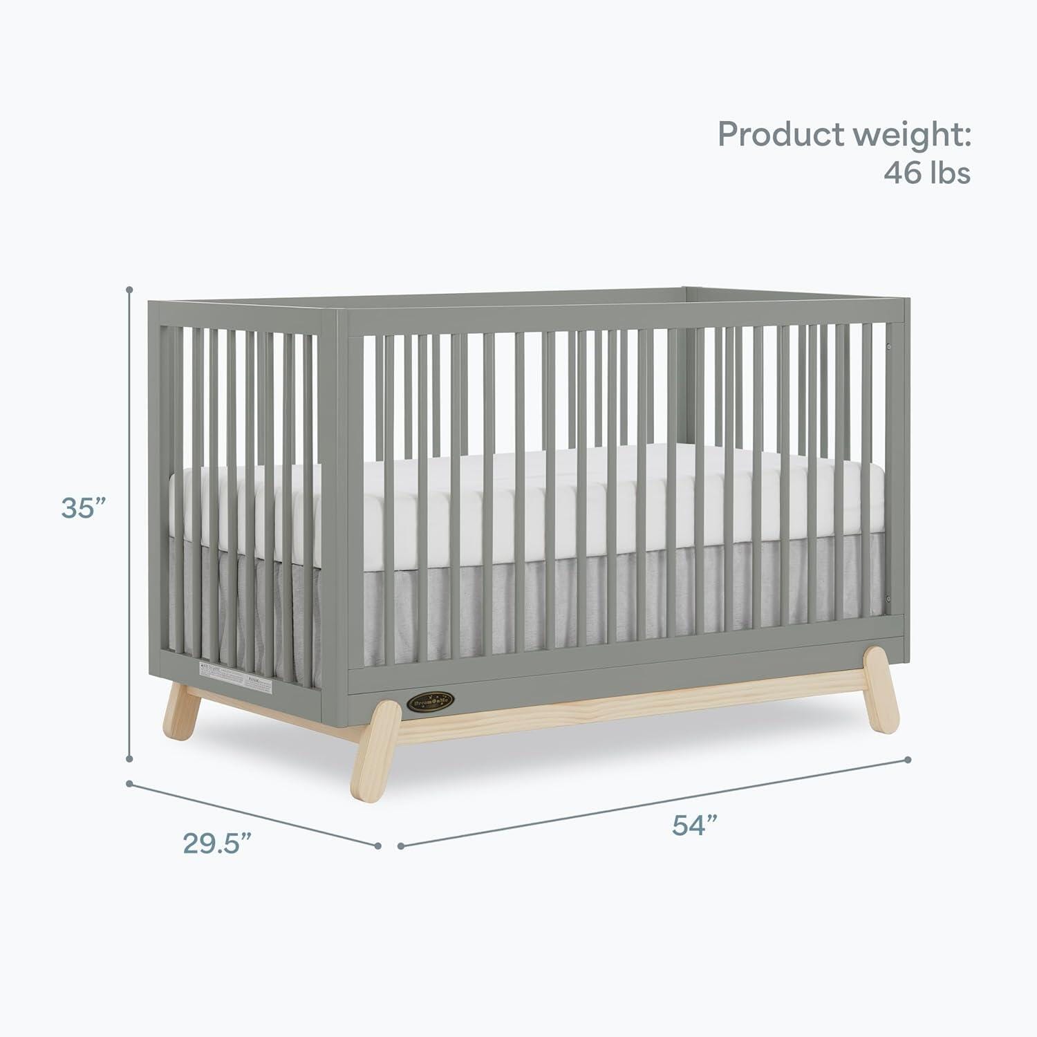 Dream On Me Hygge 5-in-1 Convertible Crib, Sea Grass/White Oak, large
