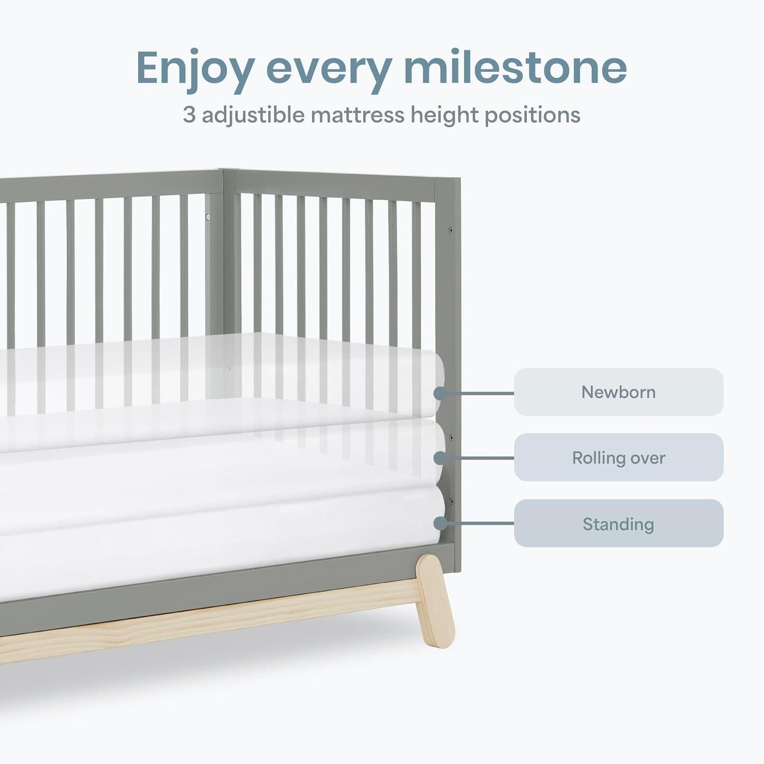 Dream On Me Hygge 5-in-1 Convertible Crib, Sea Grass/White Oak, large