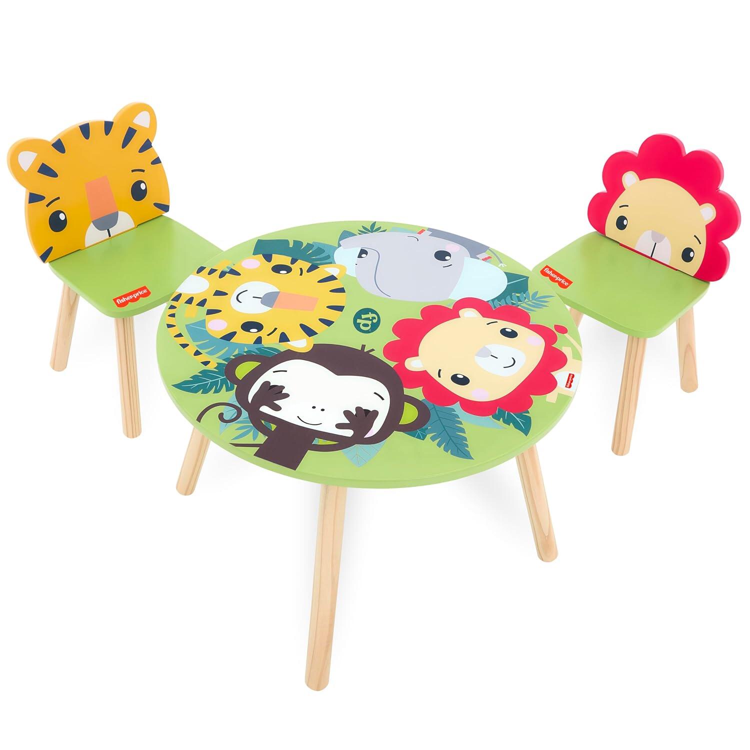 Fisher-Price Fauna Collection Kids Table and 2 Chairs Set, Multi