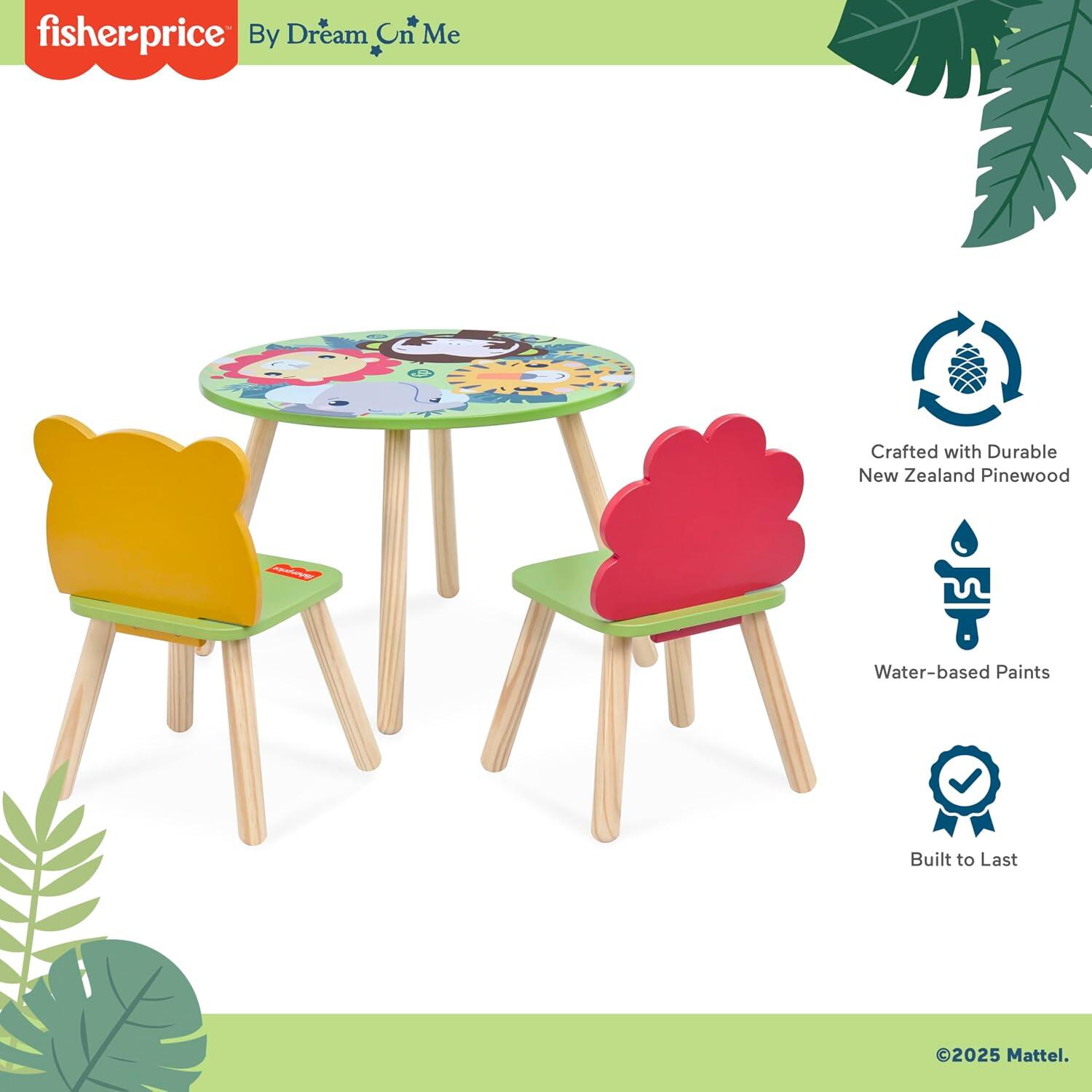 Fisher-Price Fauna Collection Kids Table and 2 Chairs Set, , large