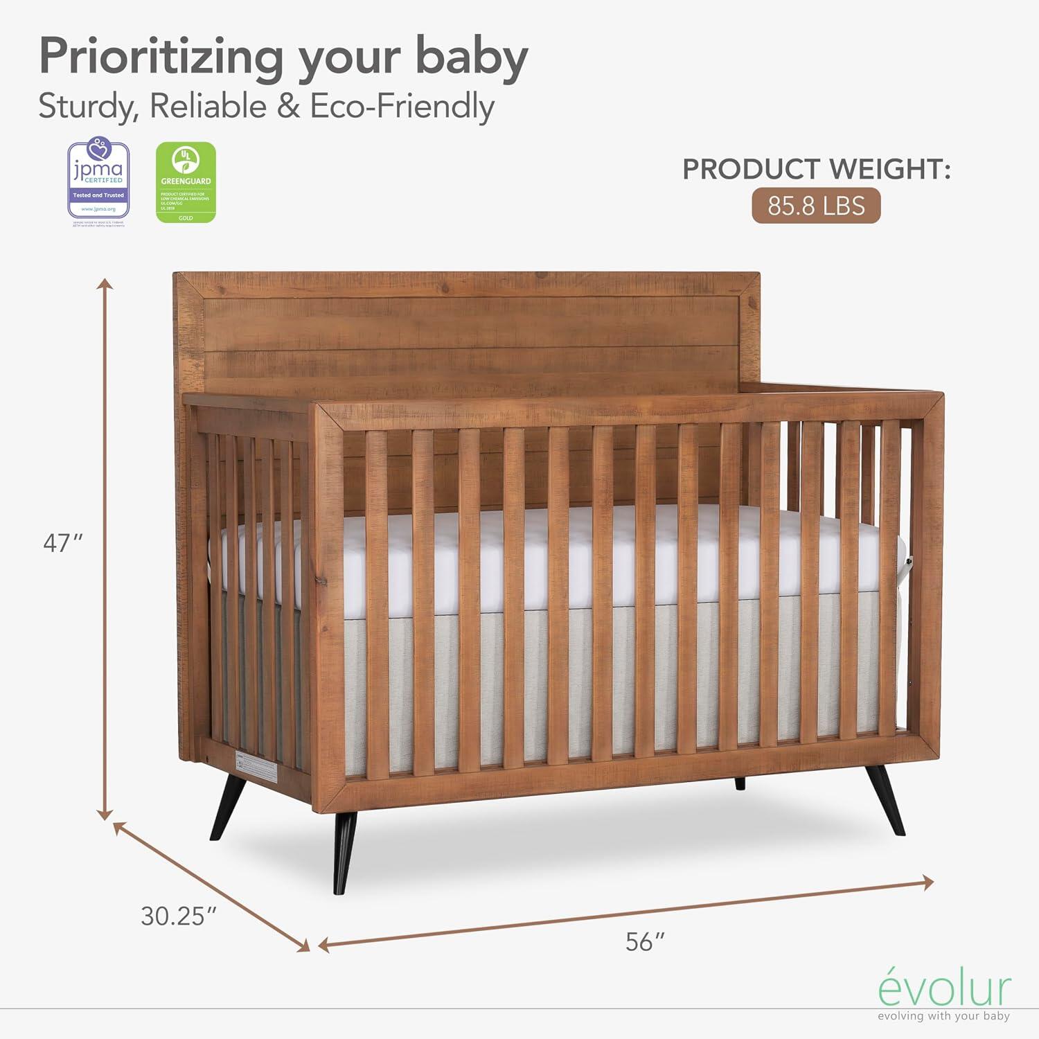 Evolur Stilnovo 4-in-1 Convertible Crib, , large