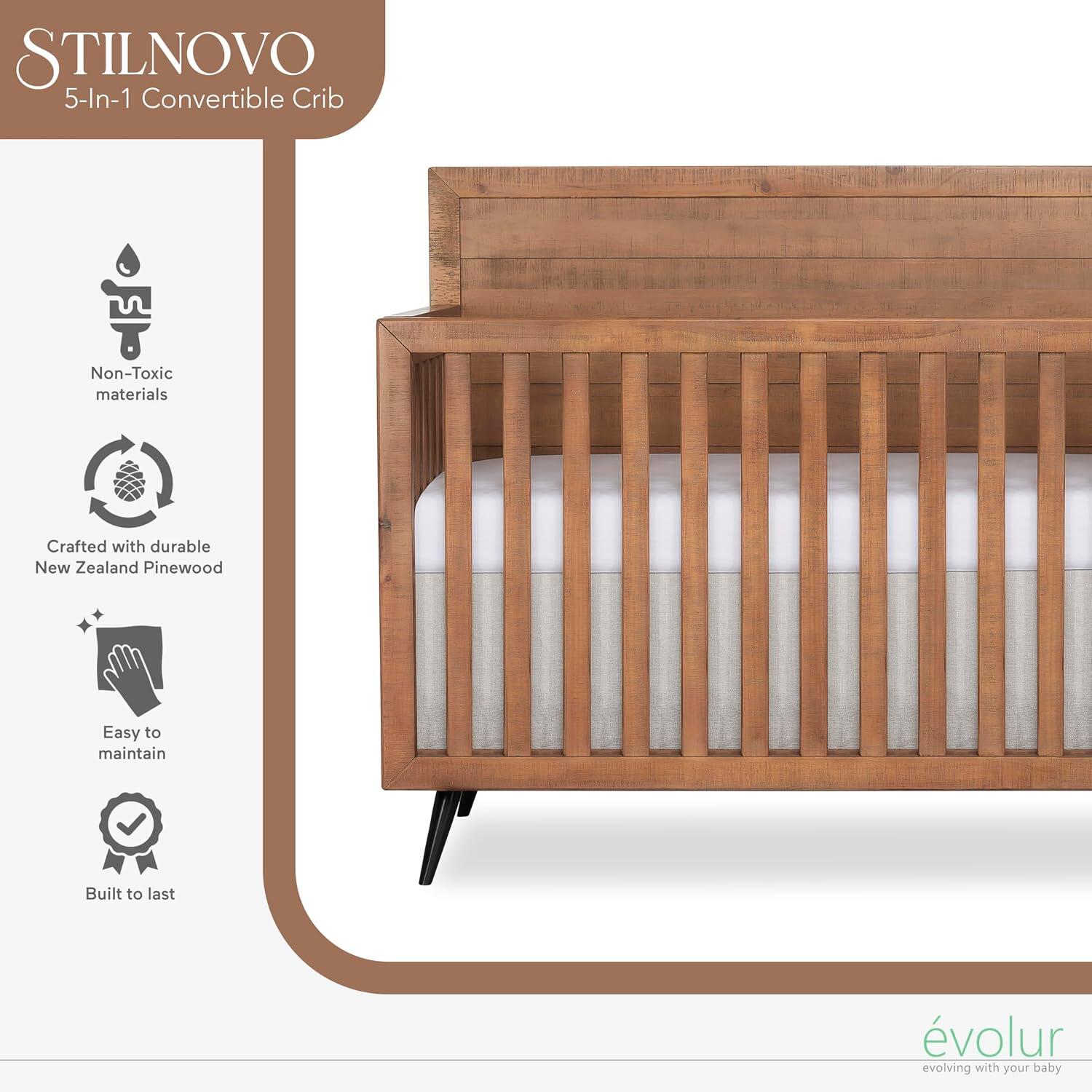 Evolur Stilnovo 4-in-1 Convertible Crib, , large