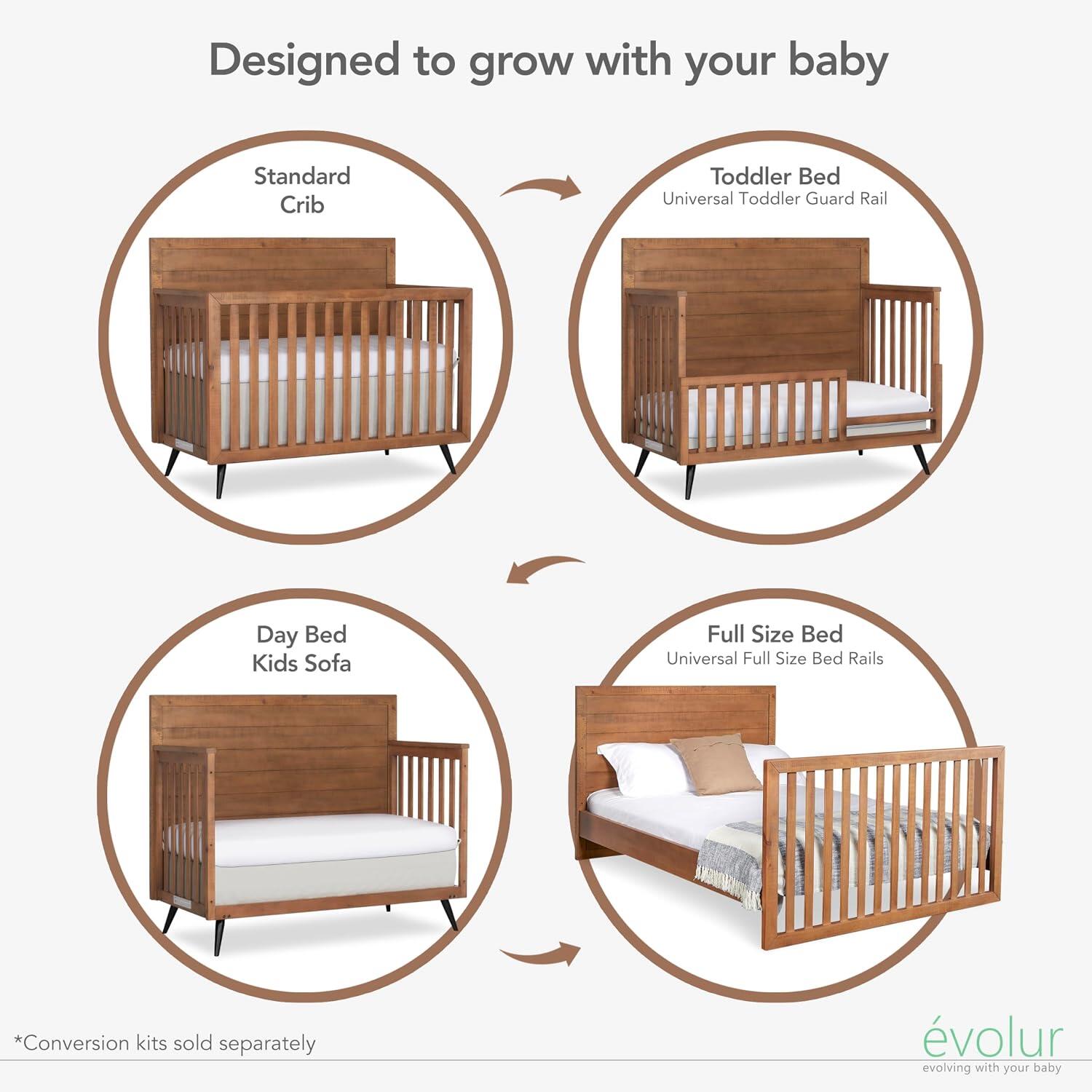 Evolur Stilnovo 4-in-1 Convertible Crib, , large
