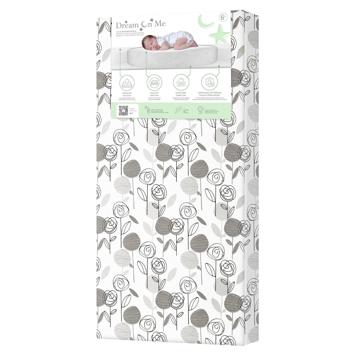 Dream On Me Hush Haven Crib and Toddler Mattress, , large