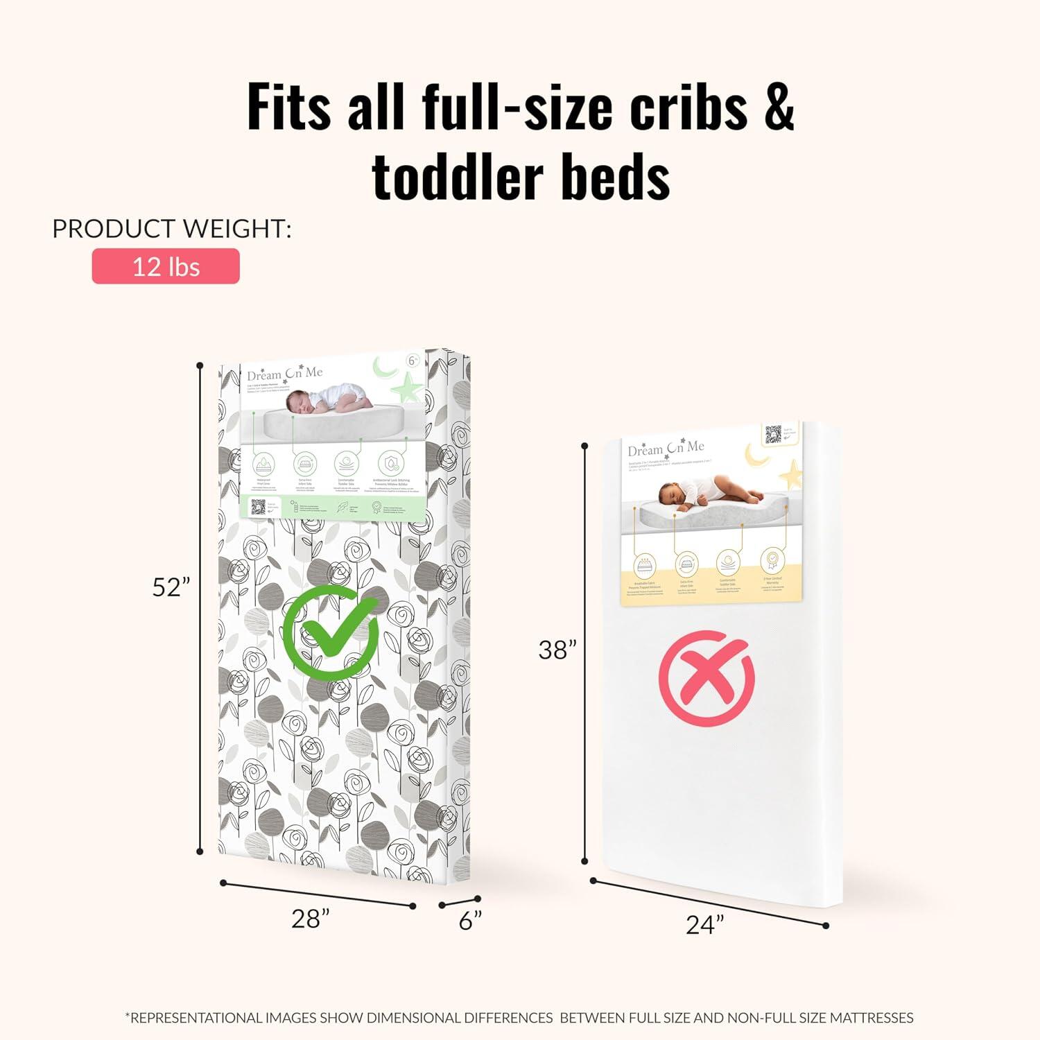 Dream On Me Hush Haven Crib and Toddler Mattress, , large