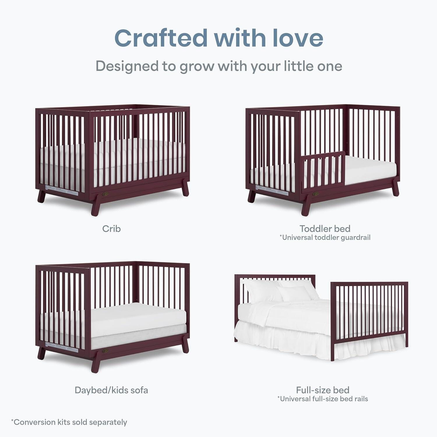 Dream On Me Hygge 5-in-1 Convertible Crib, Auburn, large