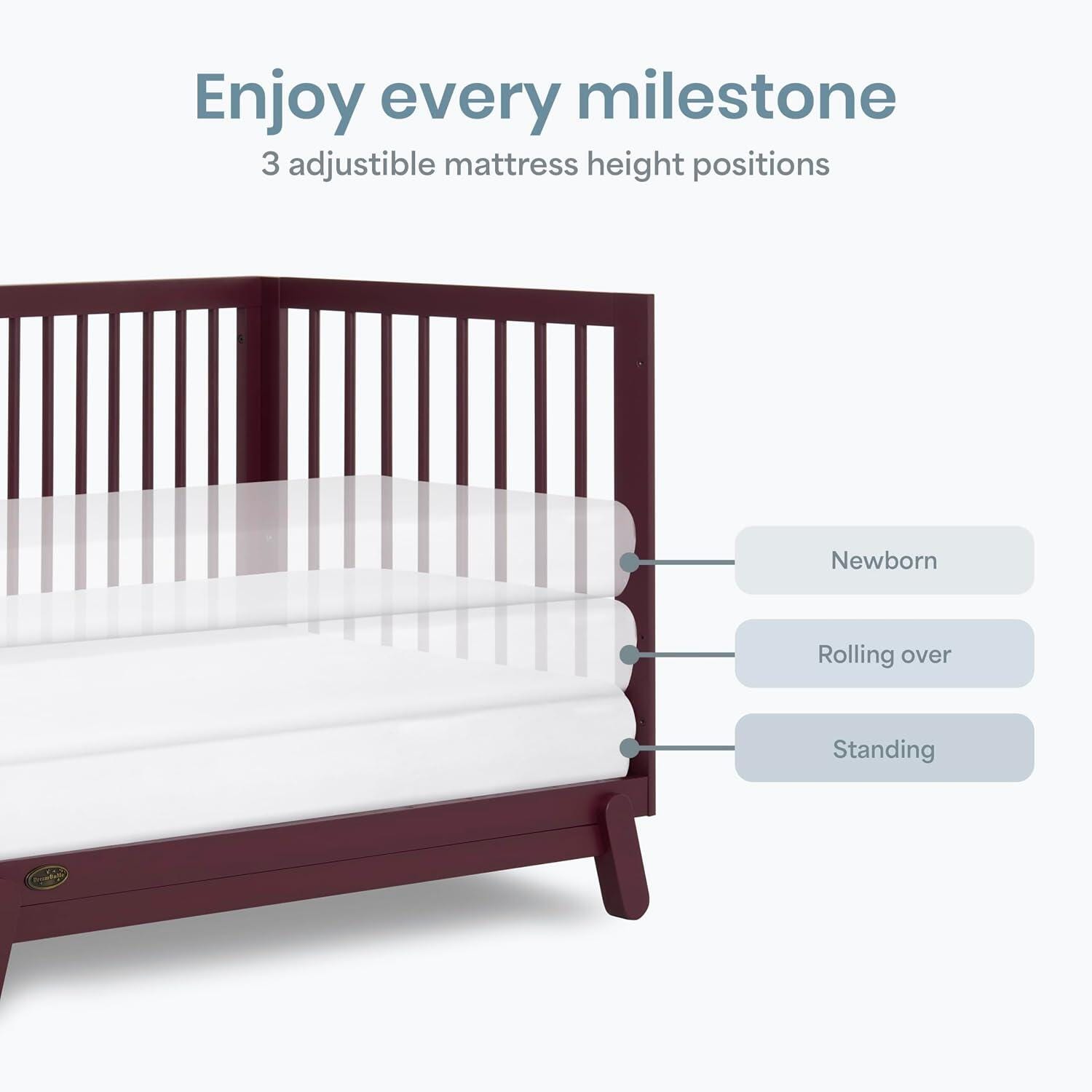 Dream On Me Hygge 5-in-1 Convertible Crib, Auburn, large