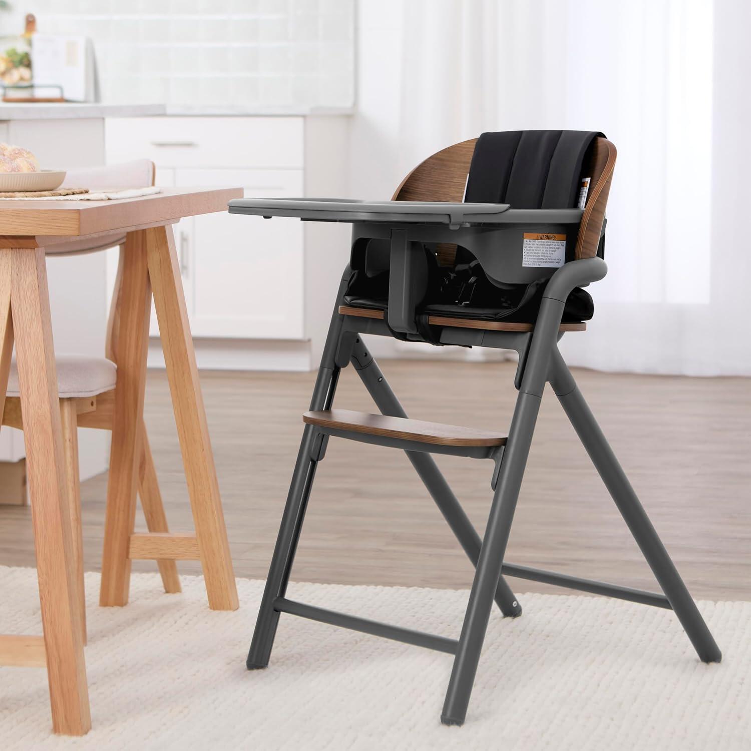Evolur Step & Savor Convertible High Chair, Walnut/Gray
