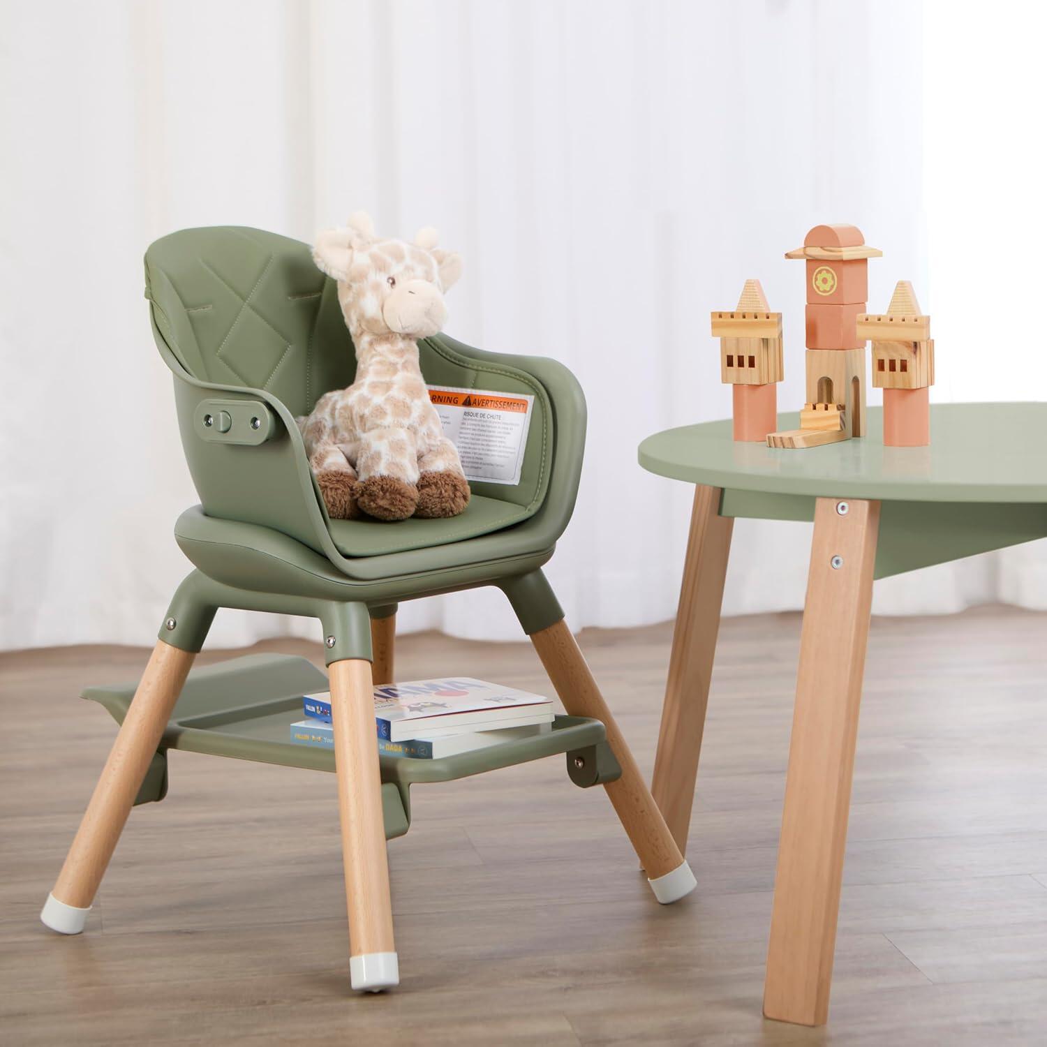Dream On Me NibbleNest 3-in-1 Convertible High Chair, Green/Tan, large