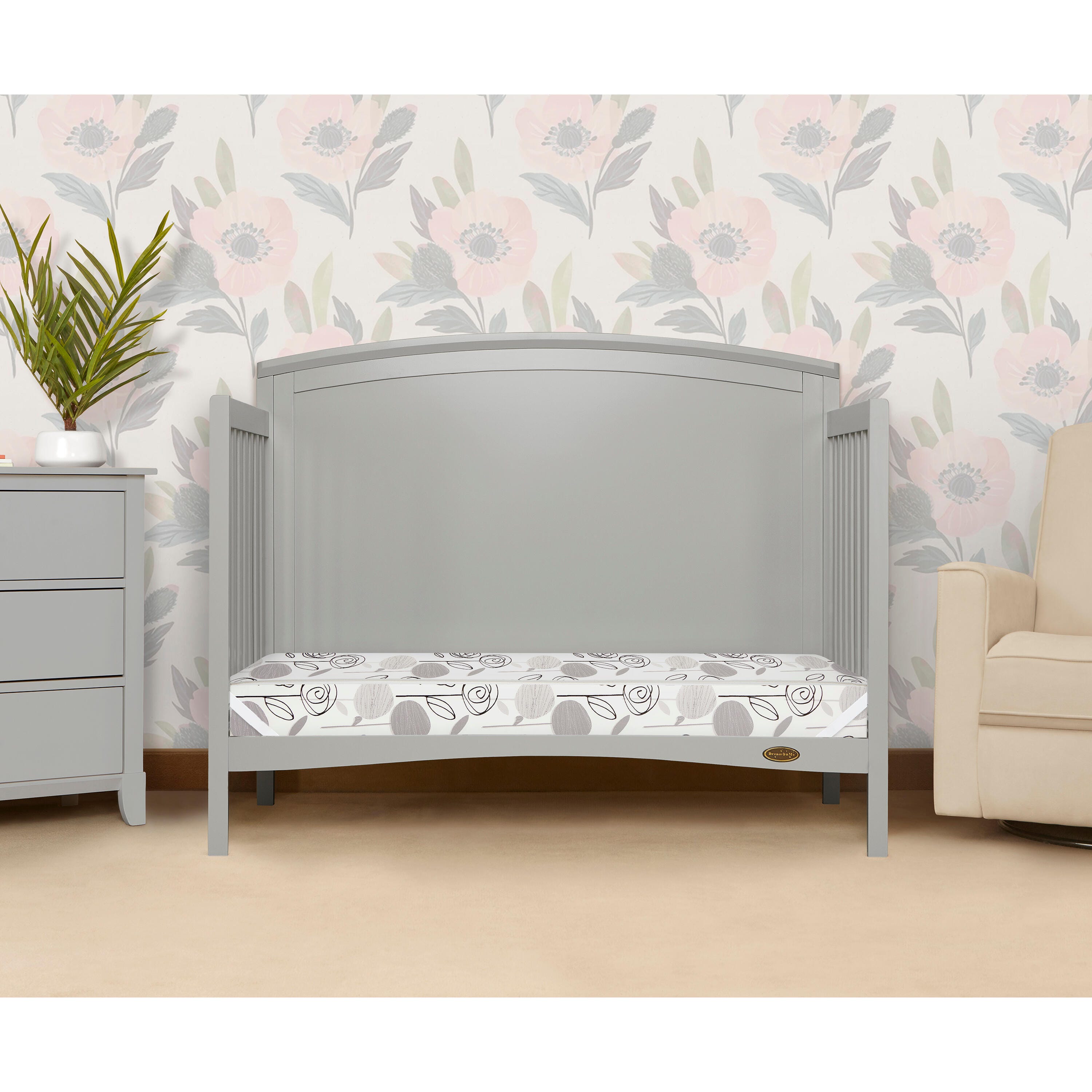 Dream On Me Endless Roses Crib and Toddler Mattress