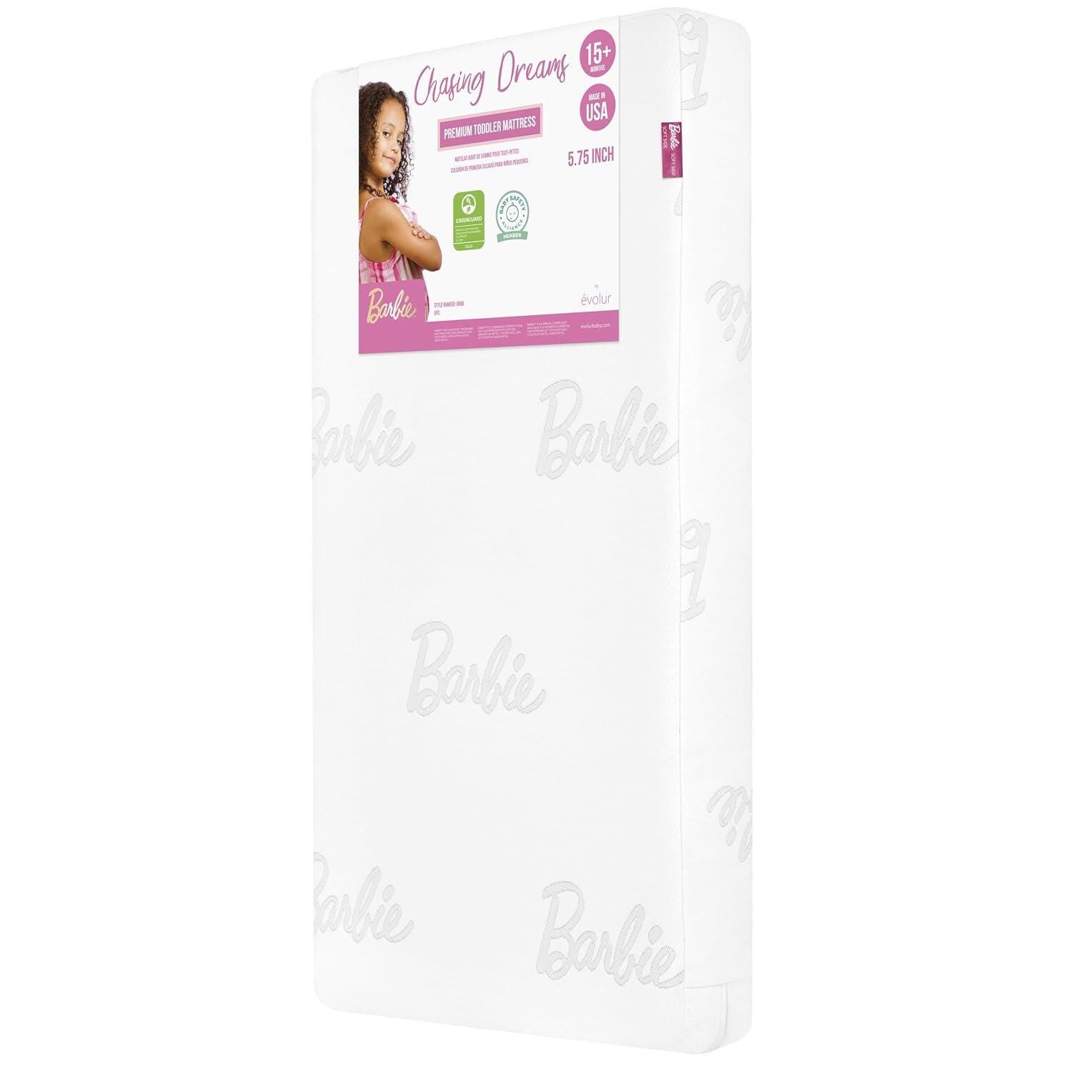 Barbie Chasing Dreams Crib and Toddler Mattress, White