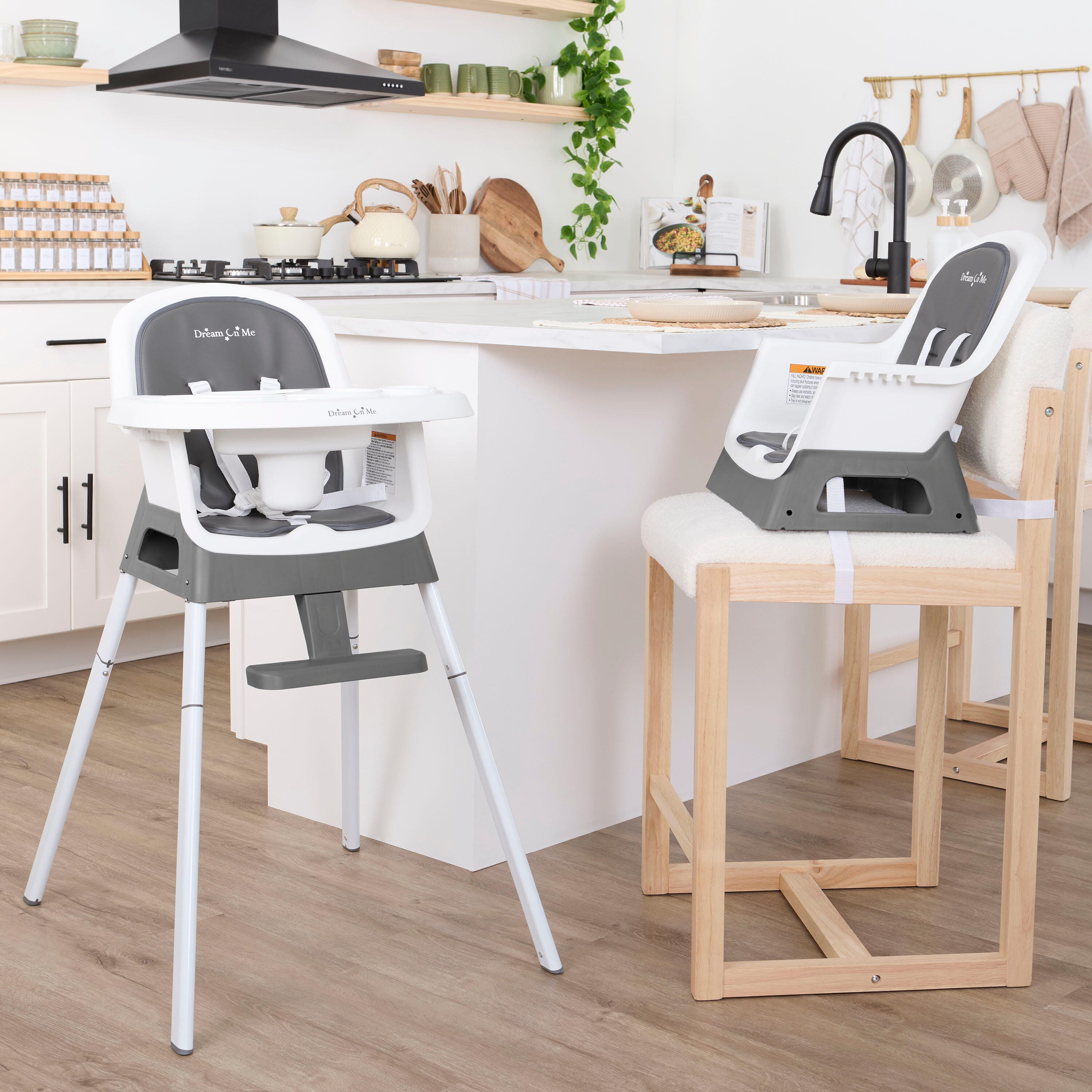 Dream On Me Curio Sit N Seek 3 in 1 Convertible High Chair, Gray