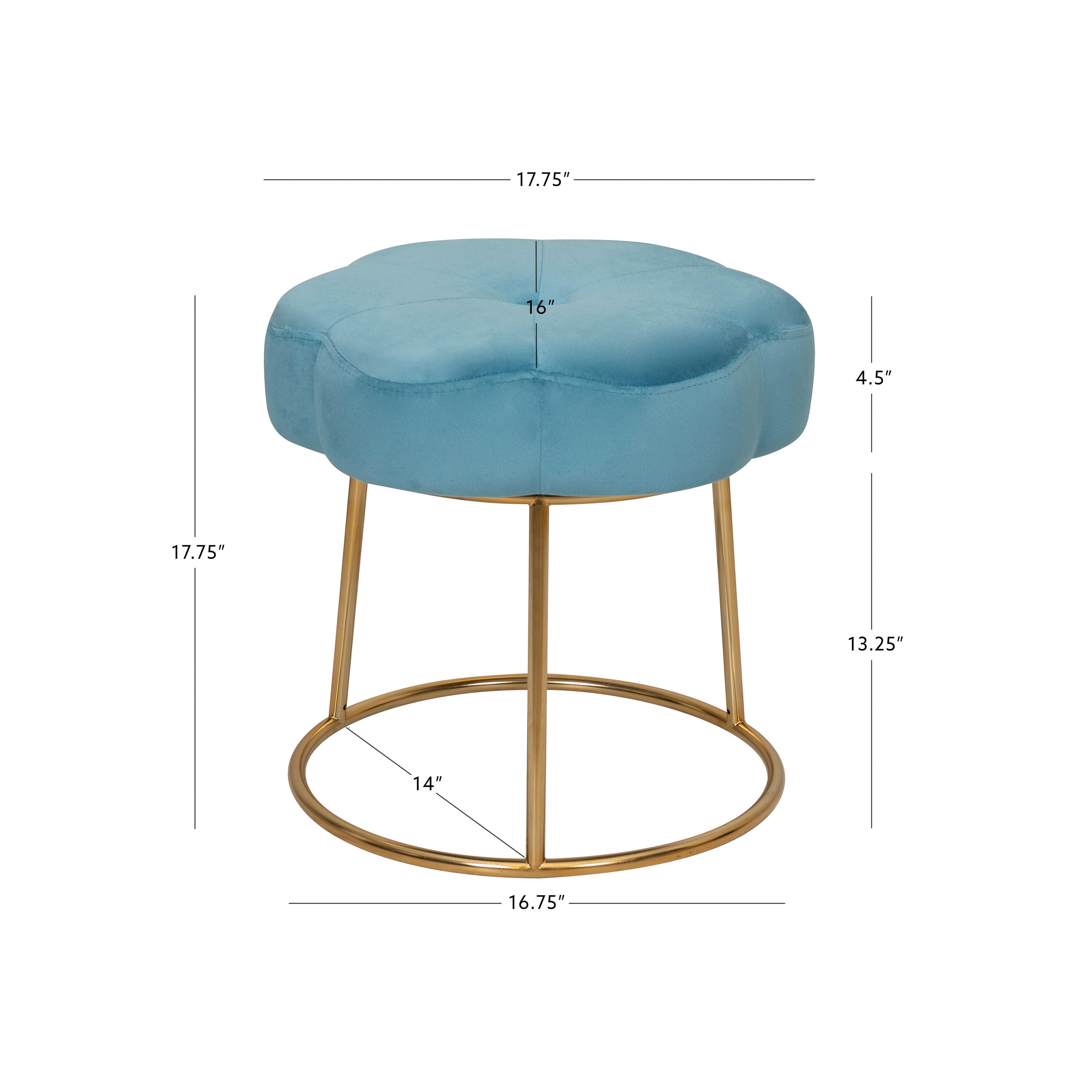 Linon Veda Vanity Stool, Blue, large