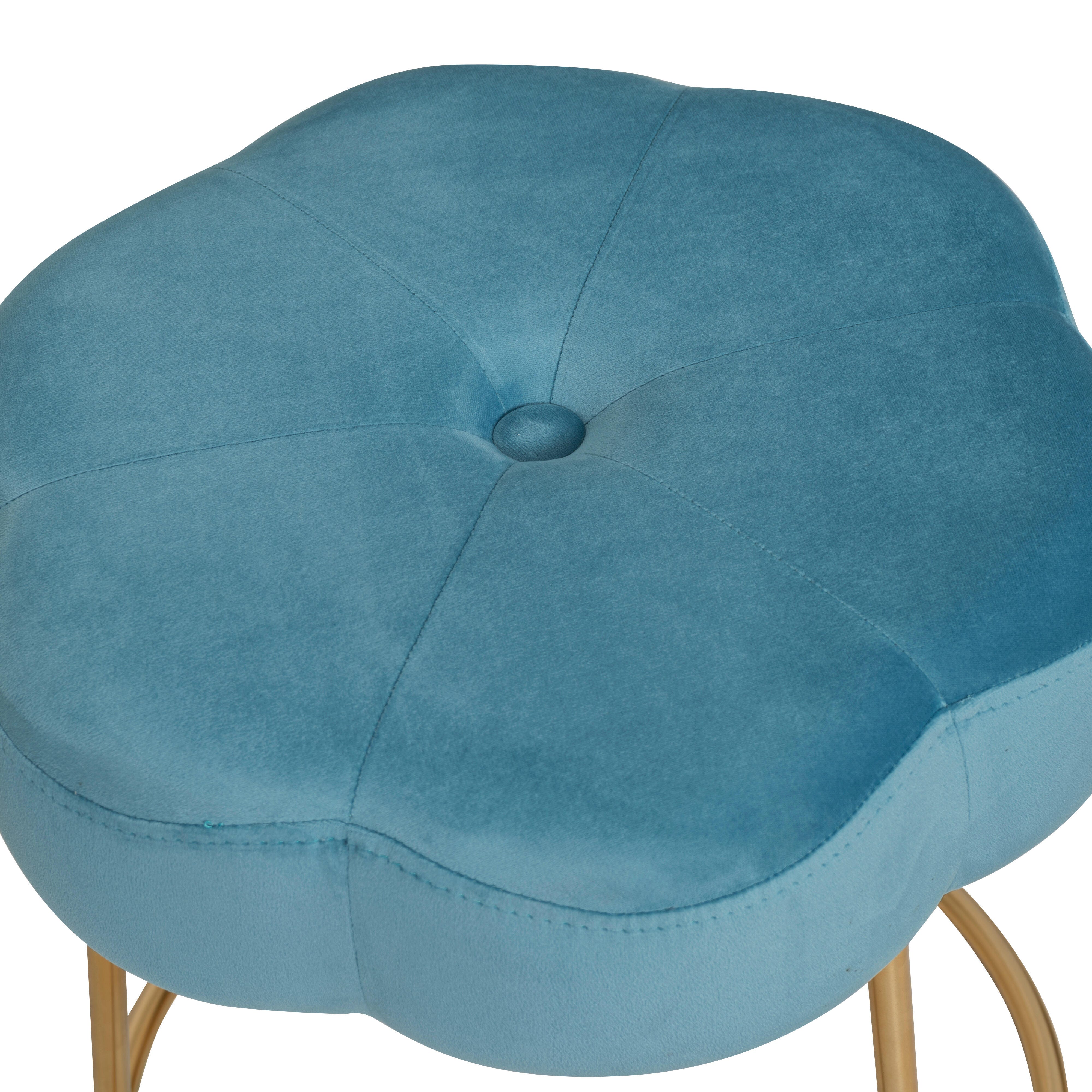 Linon Veda Vanity Stool, Blue, large