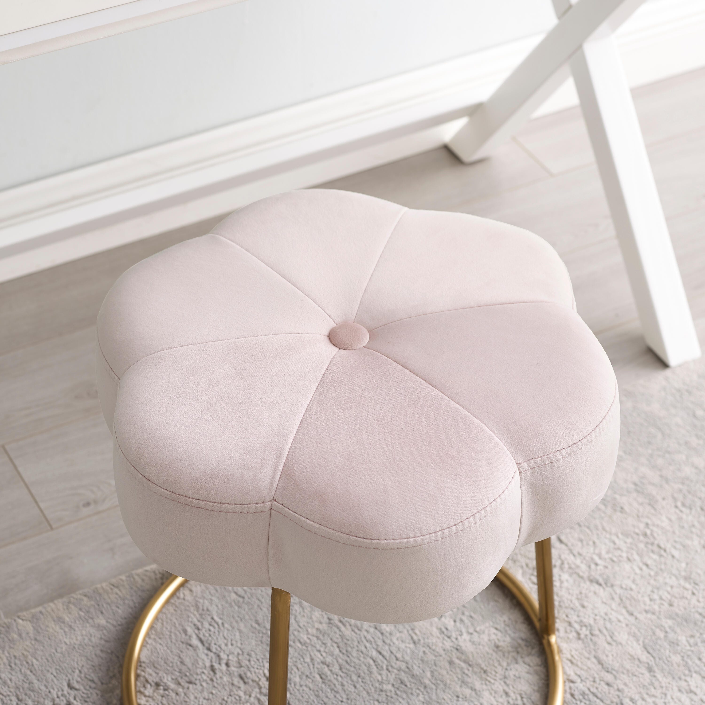Linon Veda Vanity Stool, Pink, large