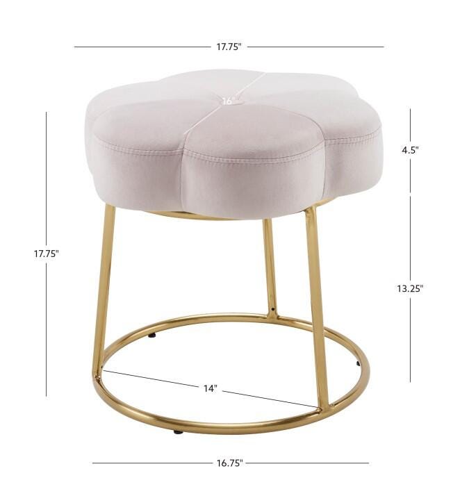 Linon Veda Vanity Stool, Pink, large