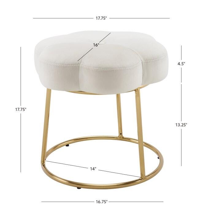 Linon Veda Vanity Stool, White, large