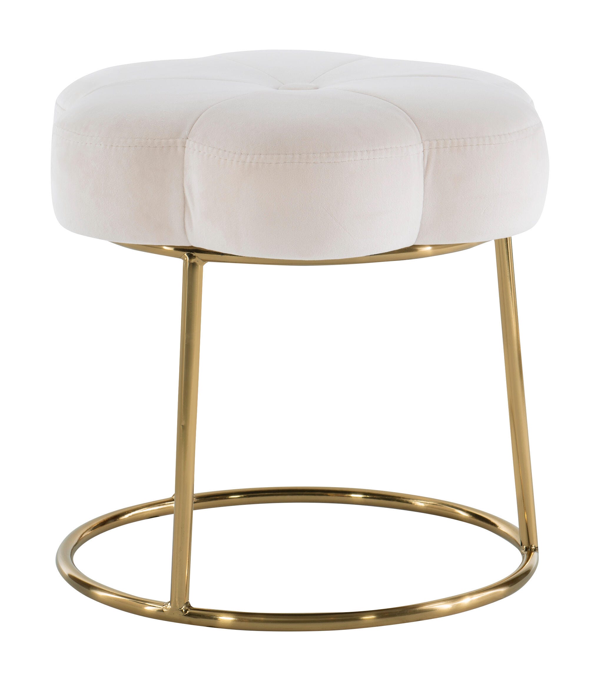 Linon Veda Vanity Stool, White, large