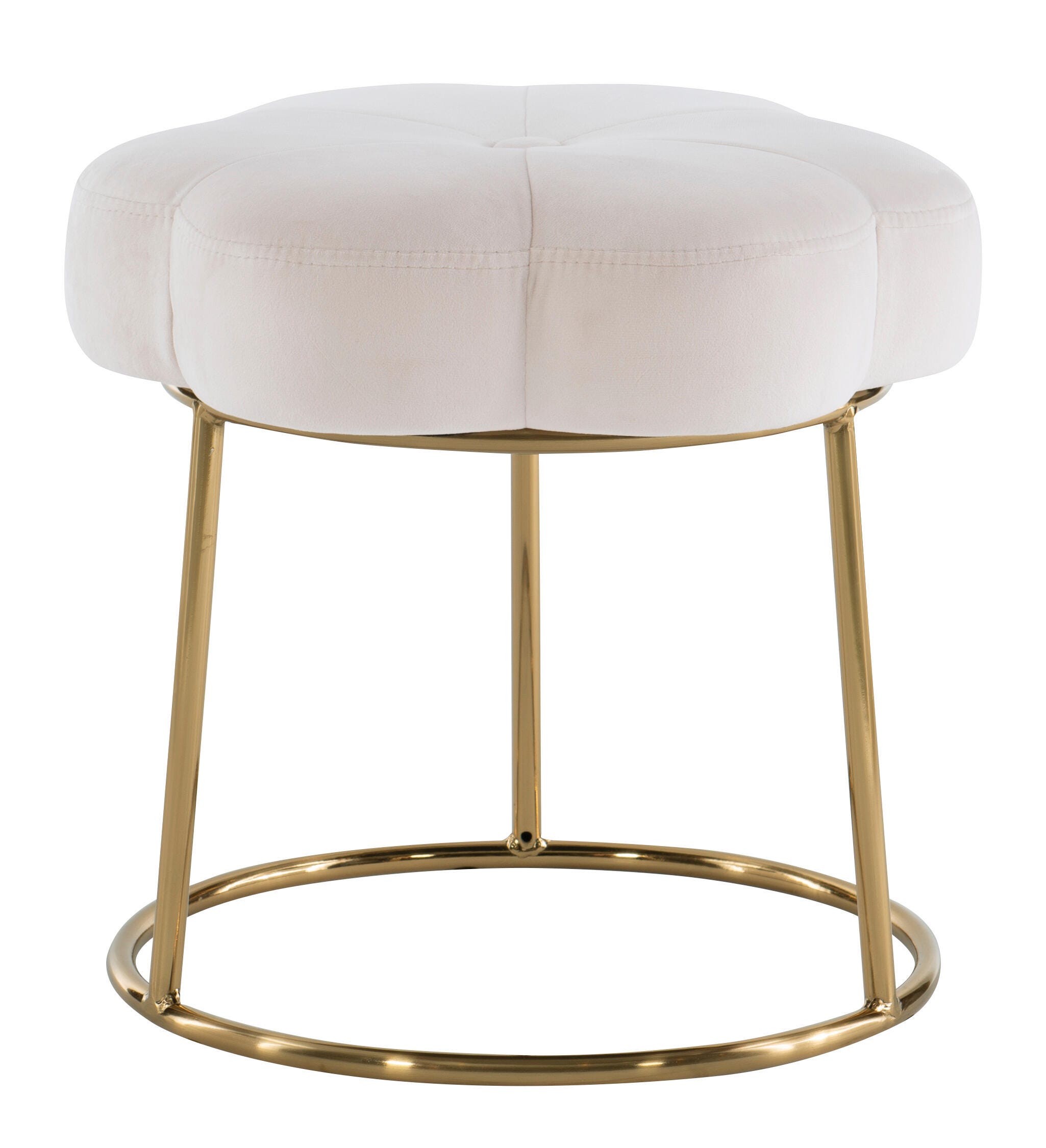 Linon Veda Vanity Stool, White, large